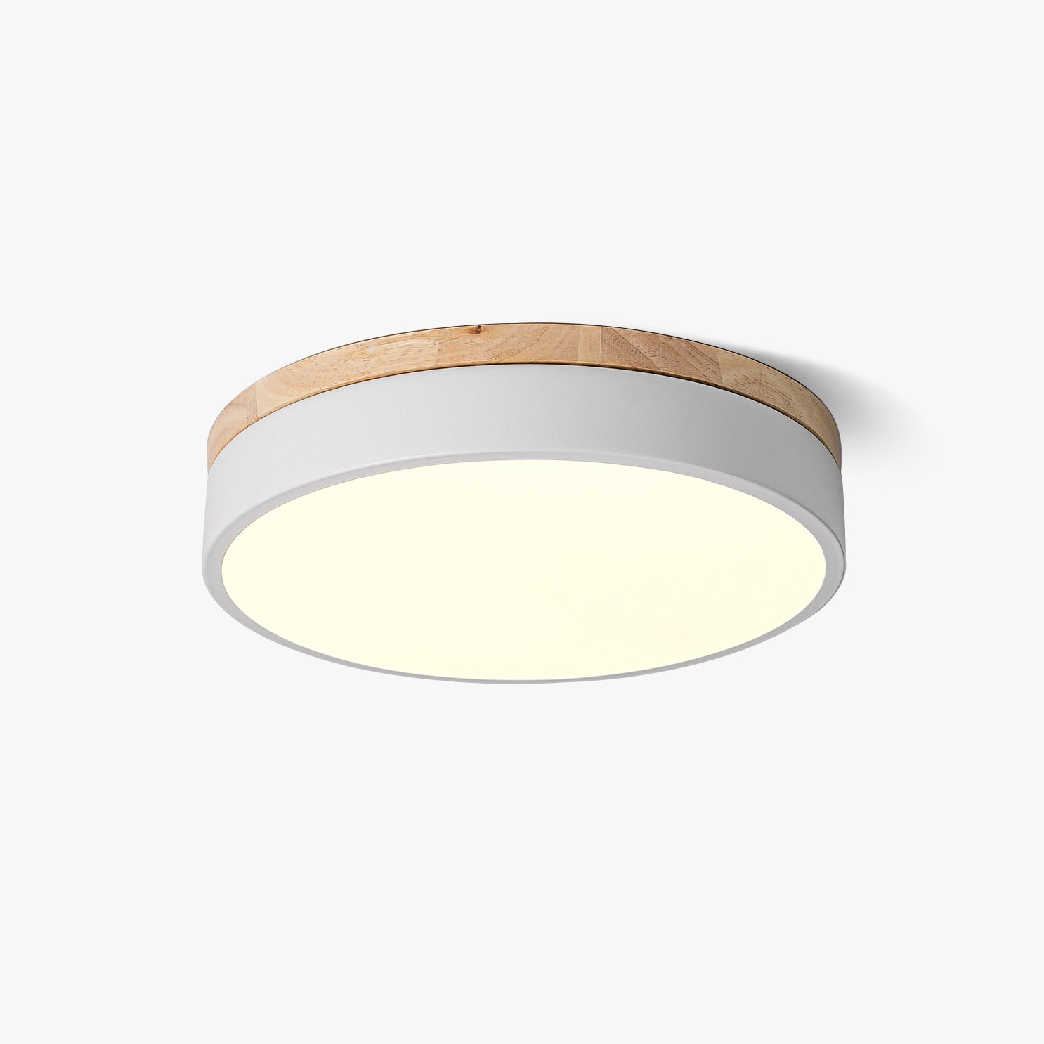 White Round Wooden Ceiling Lamp