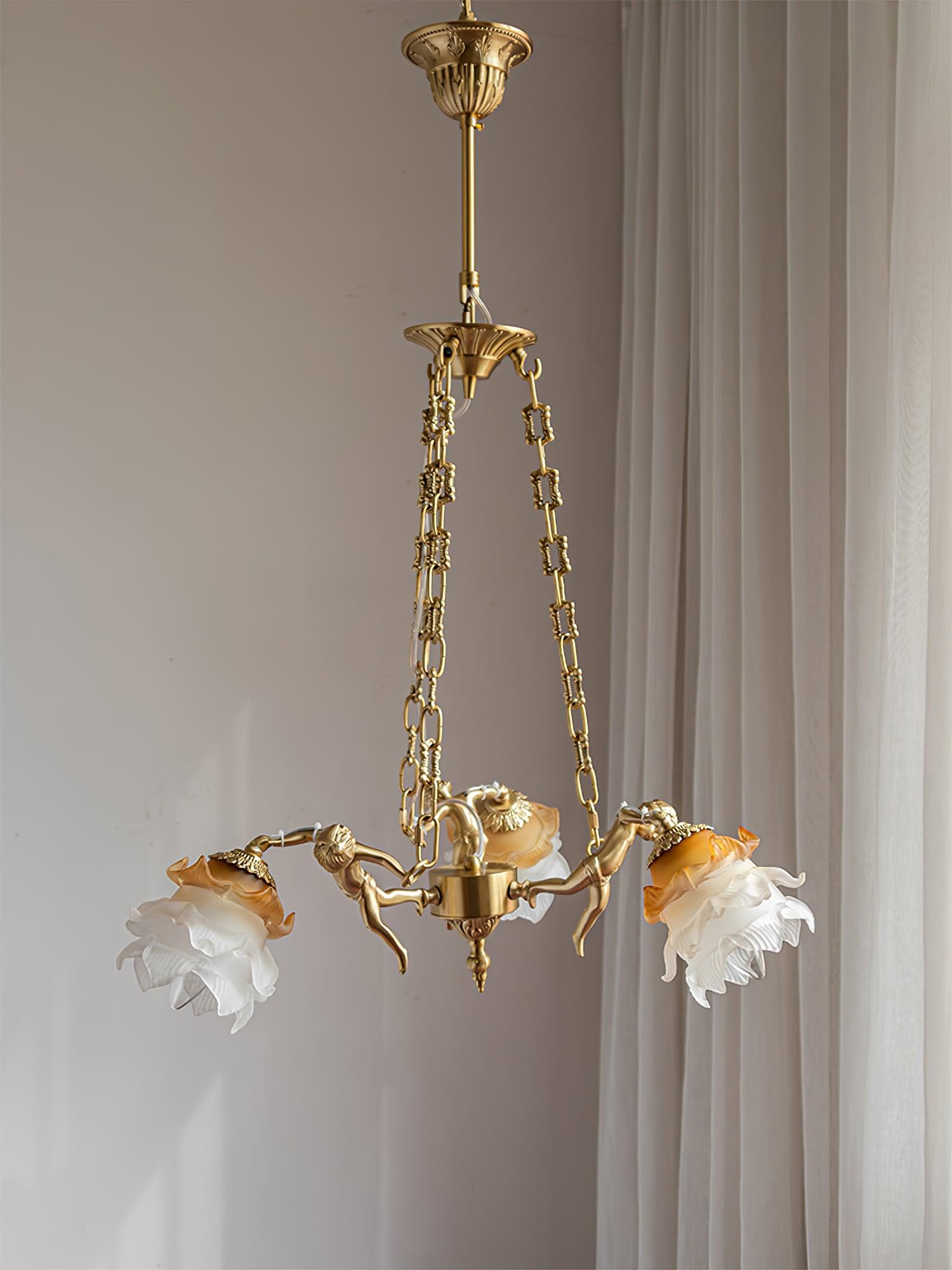 Putti Statuettes Brass Suspension