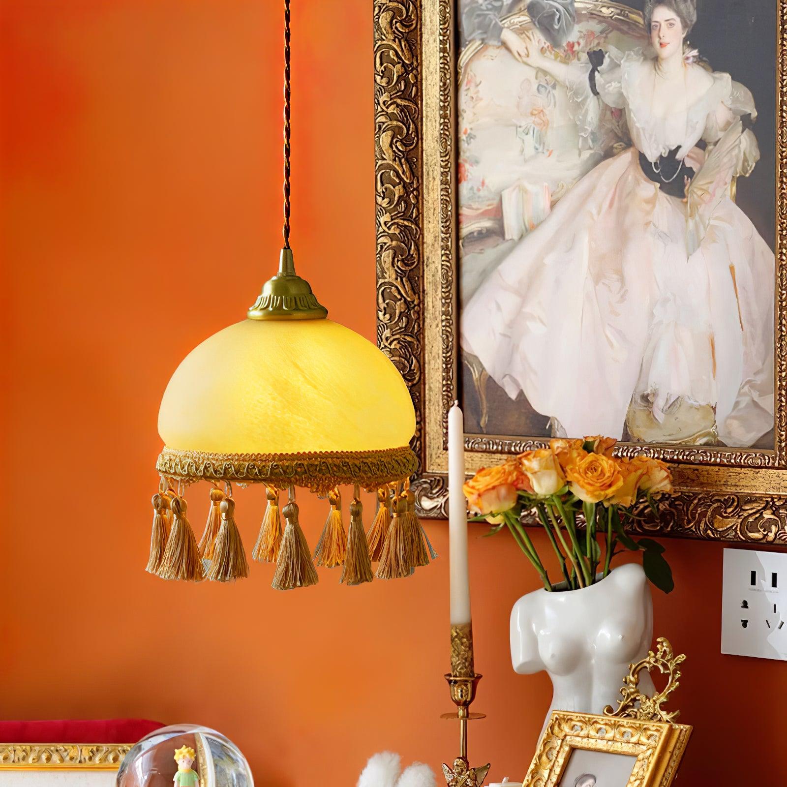 French Tassels Brass Pendant Light