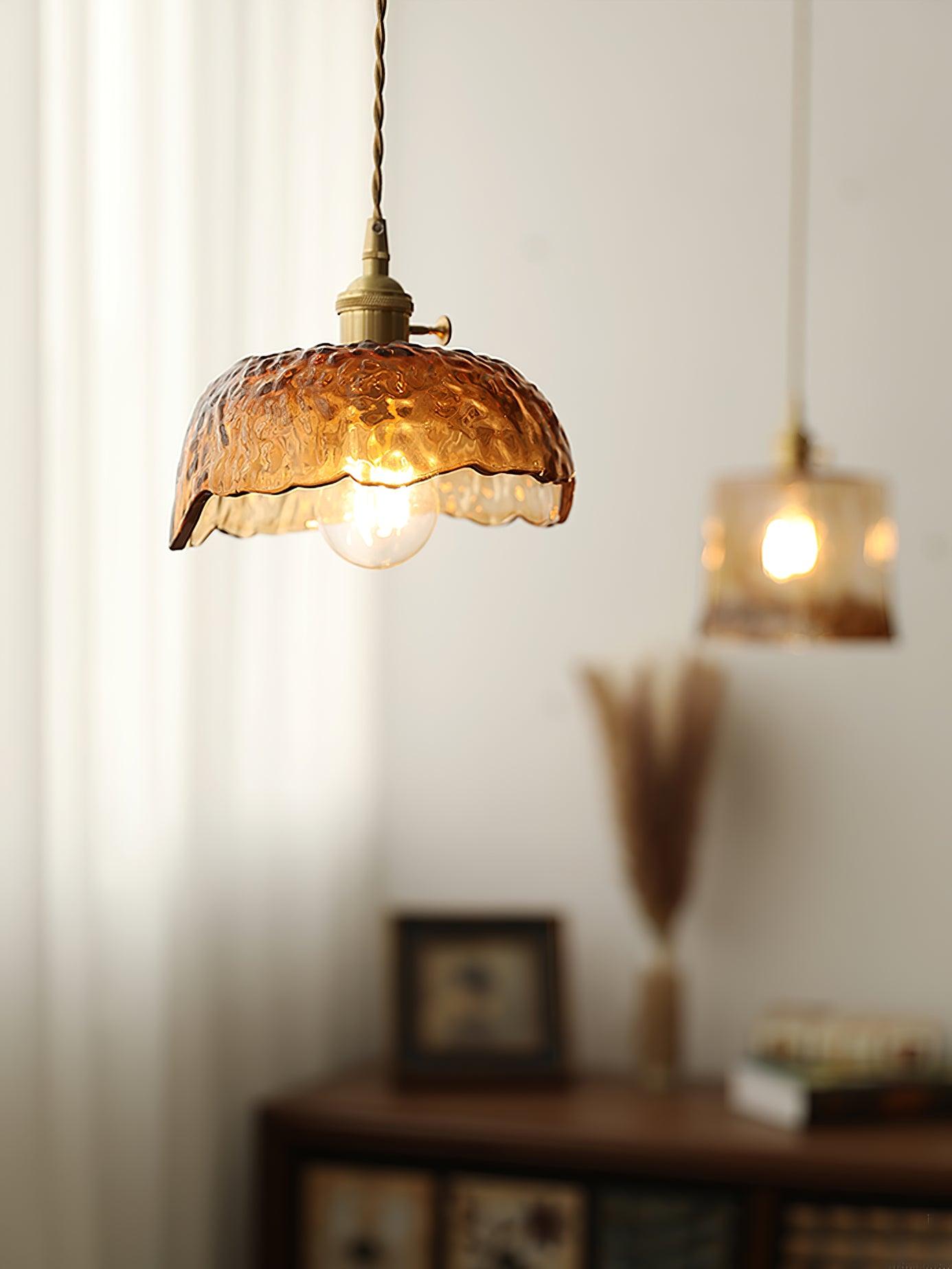 Vintage Brown Glass Pendant Light