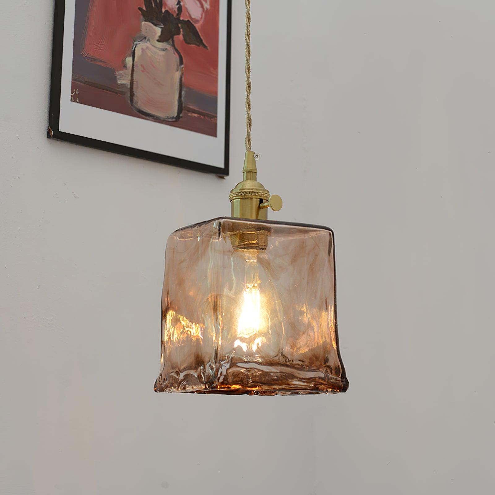 Vintage Brown Glass Pendant Light