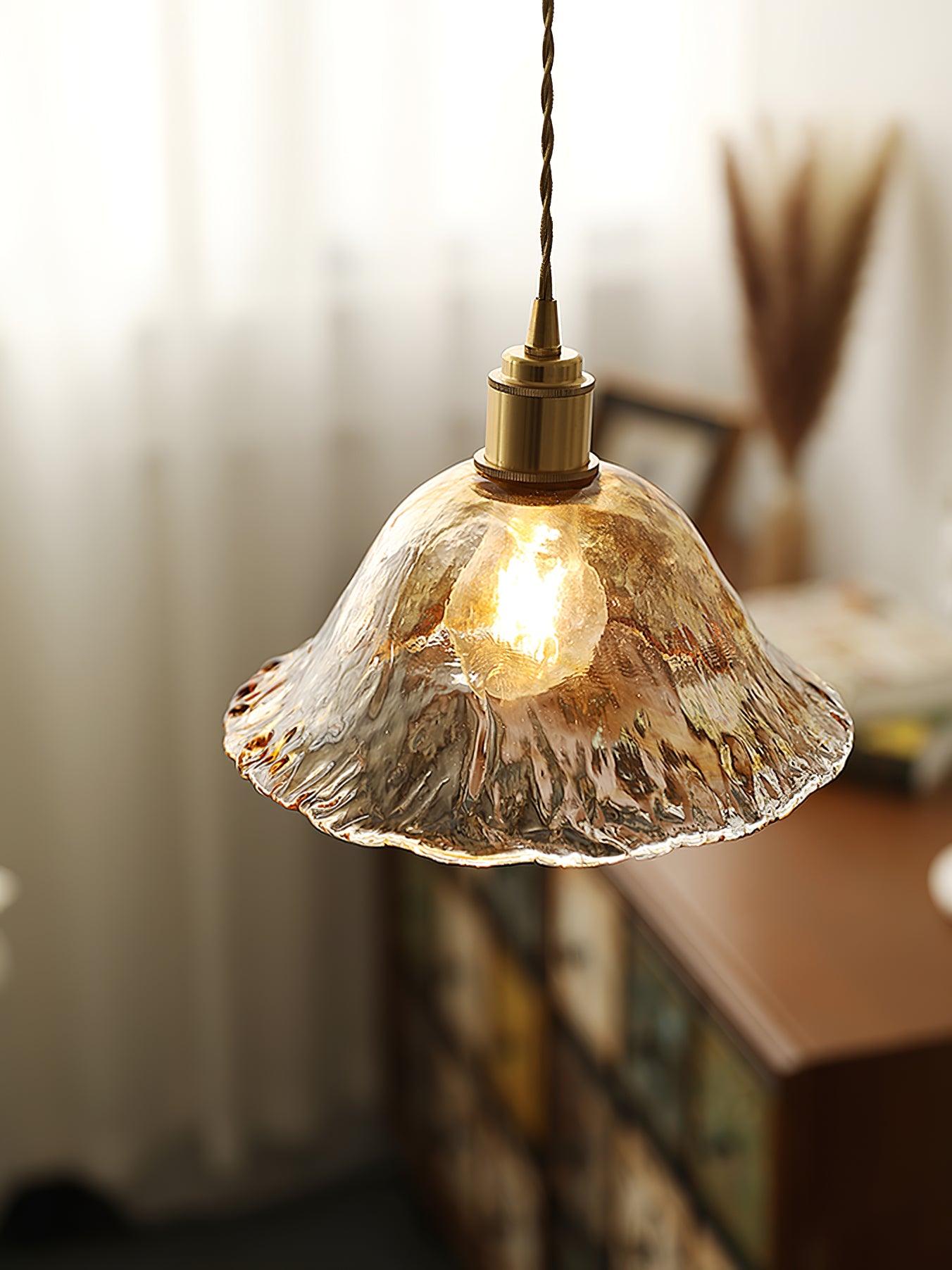 Vintage Brown Glass Pendant Light