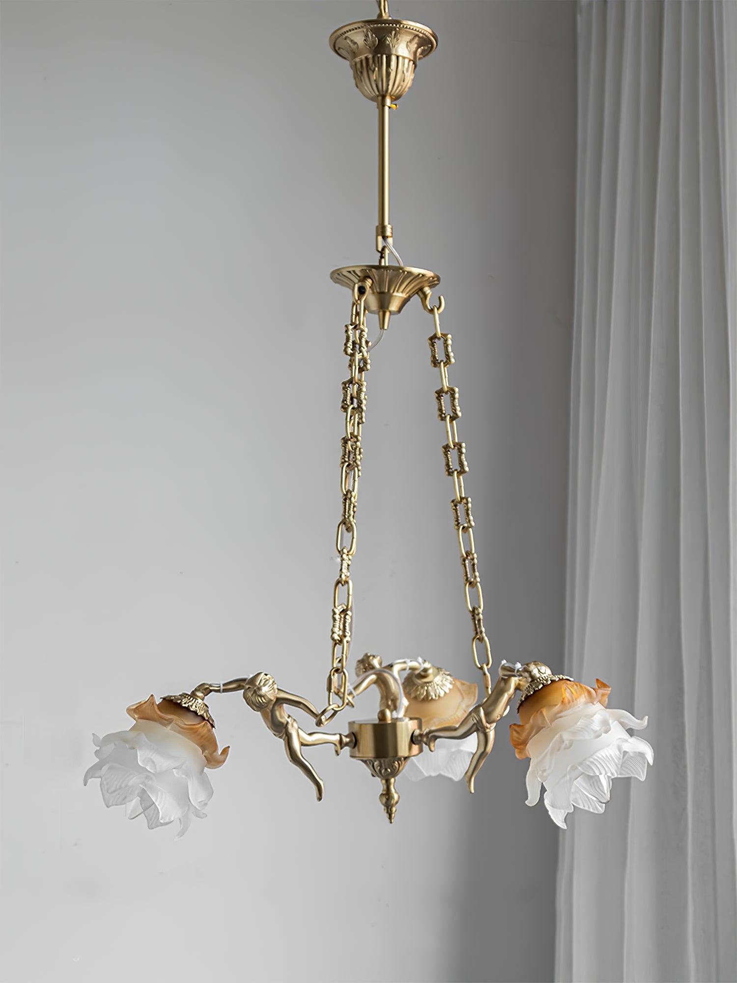 Putti Statuettes Brass Suspension