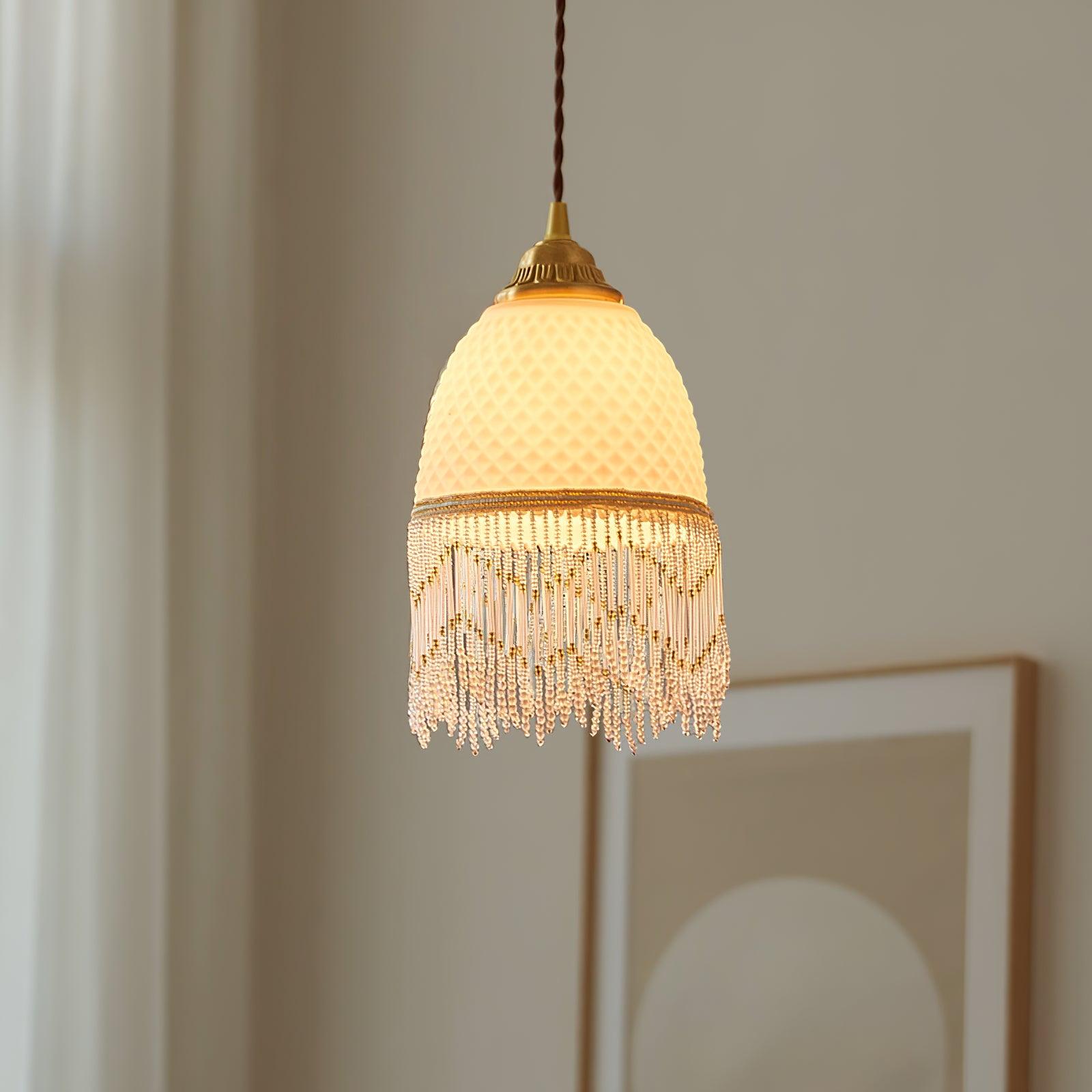 Mesh Tassel Glass Pendant Light