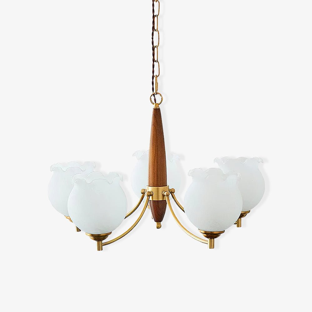 Tulips Glass Wood Chandelier