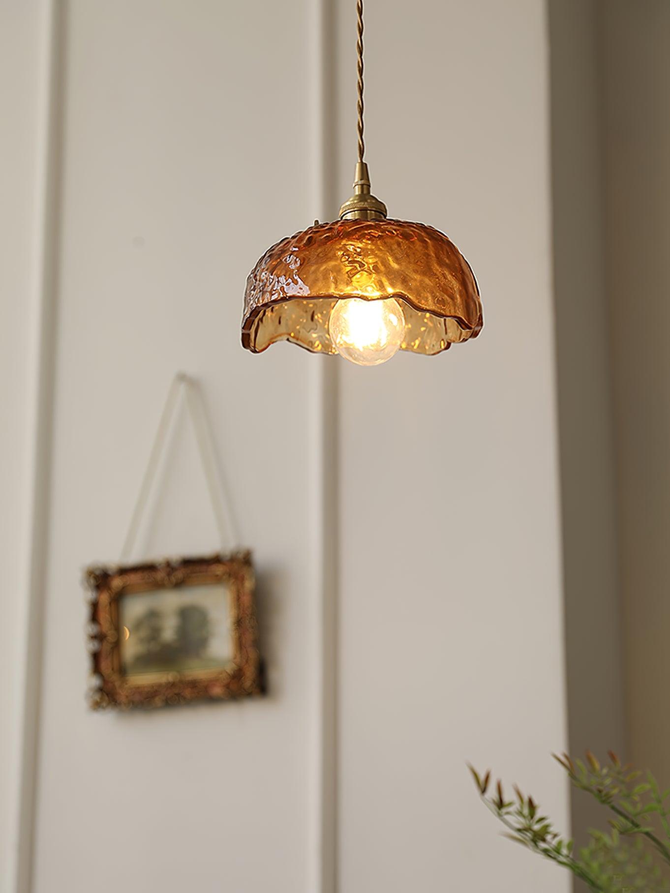 Vintage Brown Glass Pendant Light