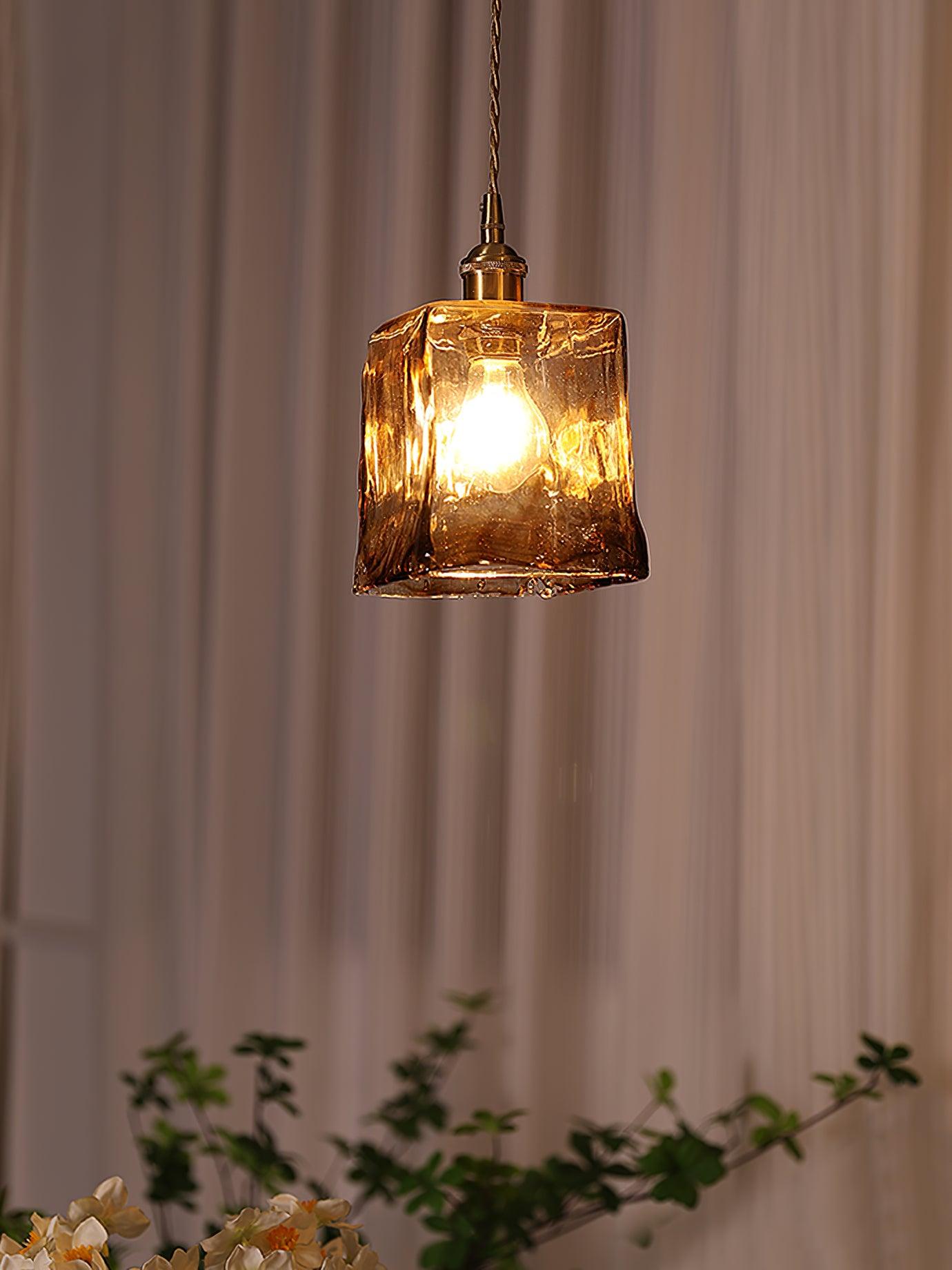 Vintage Brown Glass Pendant Light