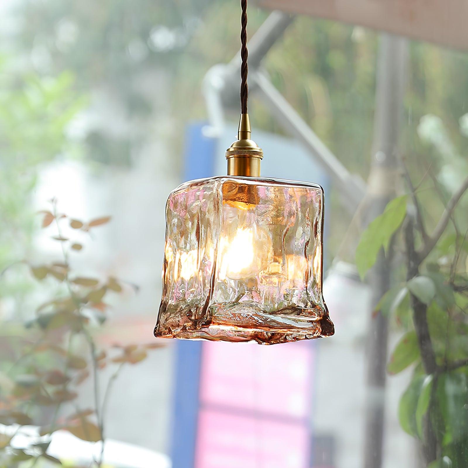 Vintage Brown Glass Pendant Light