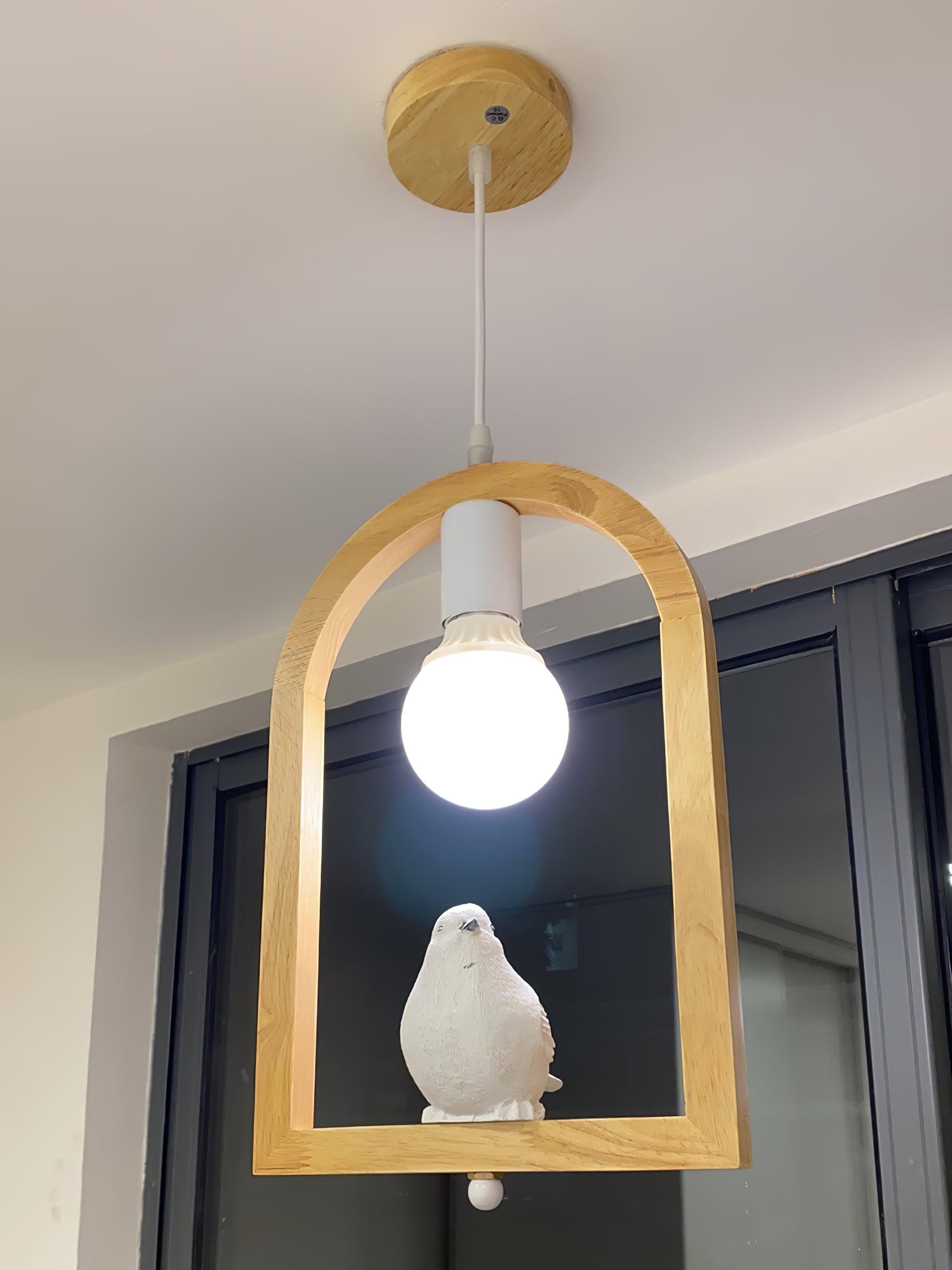 Wood Bird Resin Pendant Light