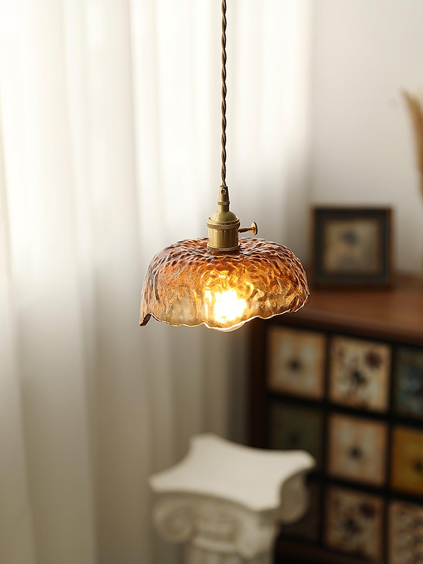 Vintage Brown Glass Pendant Light