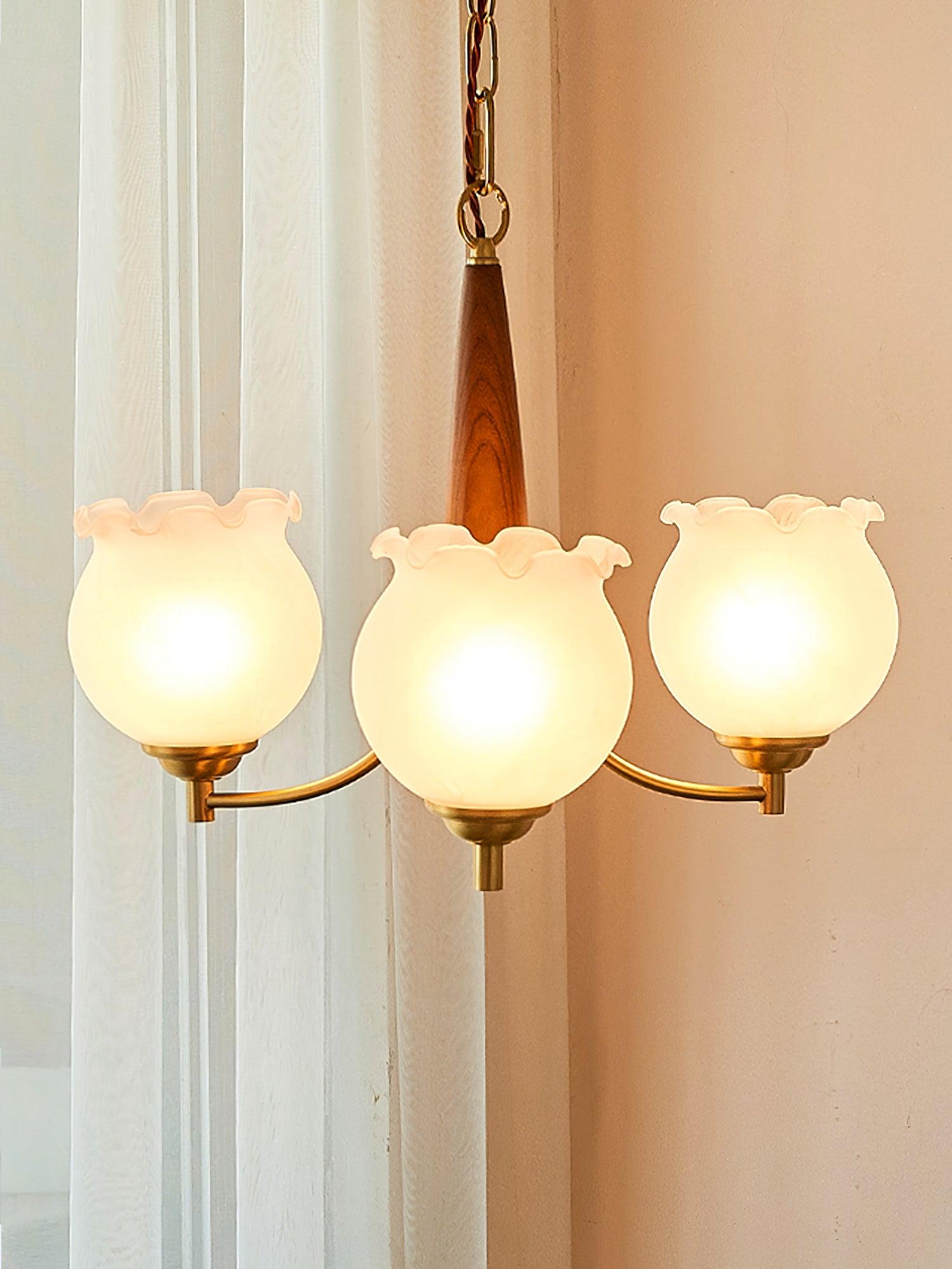 Tulips Glass Wood Chandelier