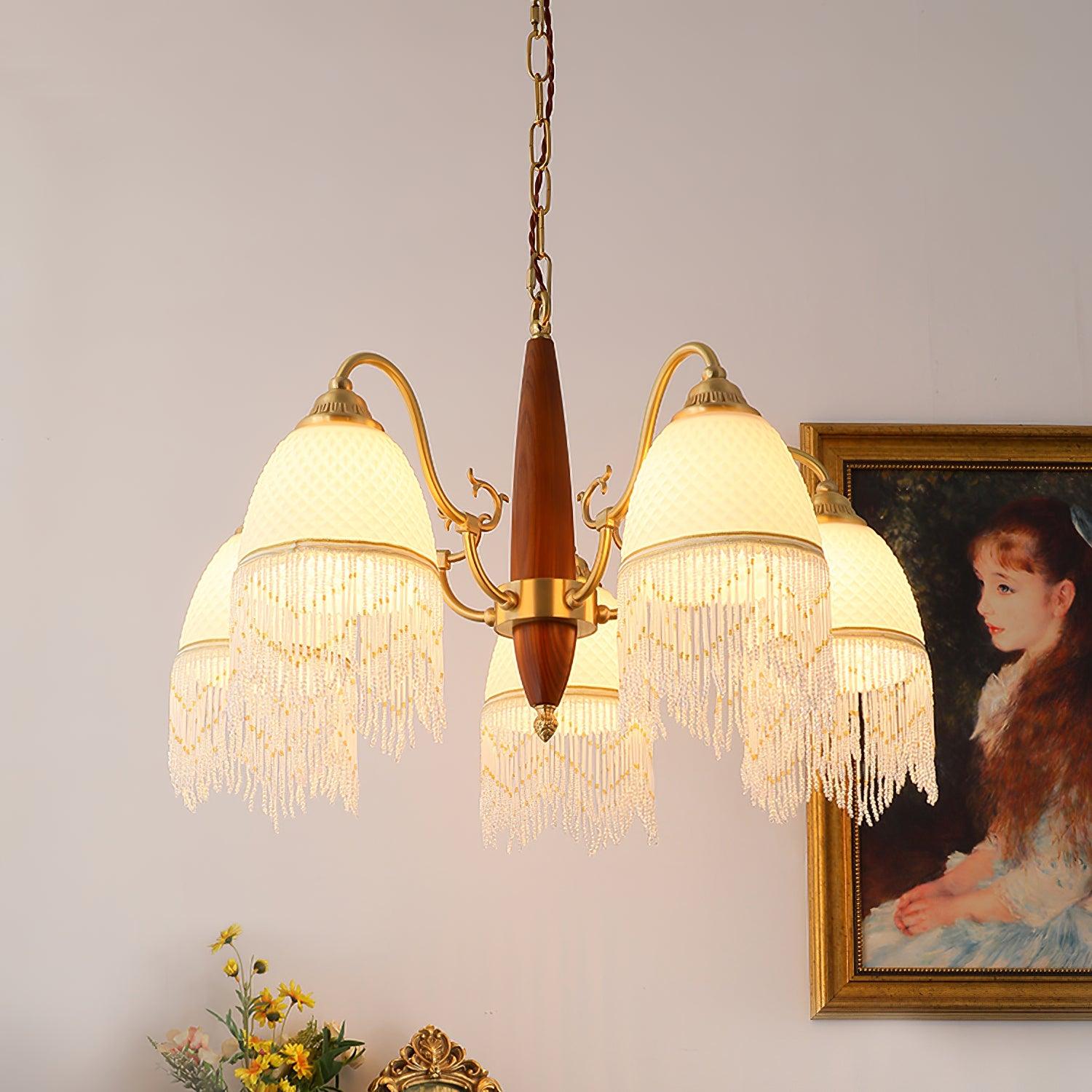 Mesh Tassel Glass Chandelier