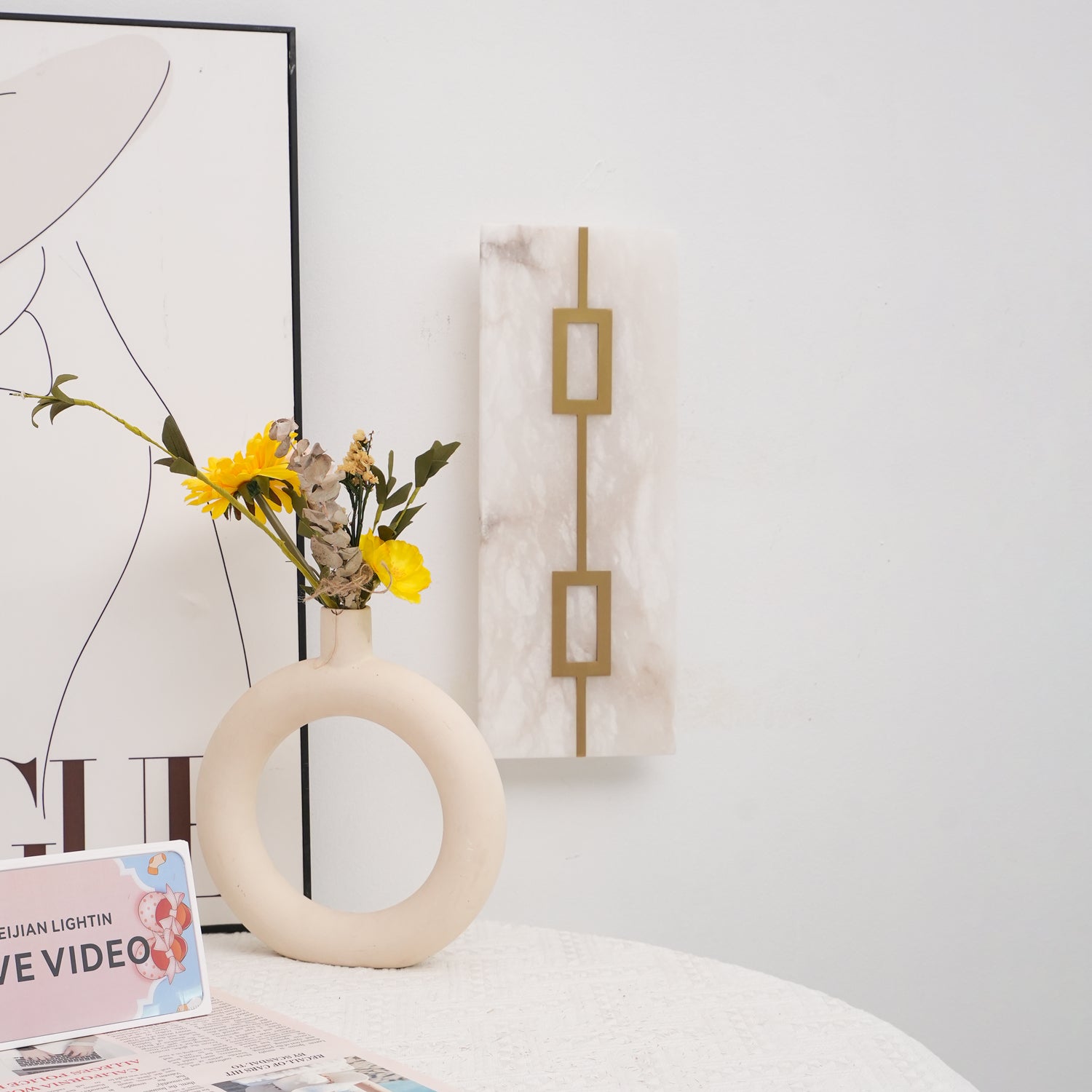 Square Alabaster Wall Lamp