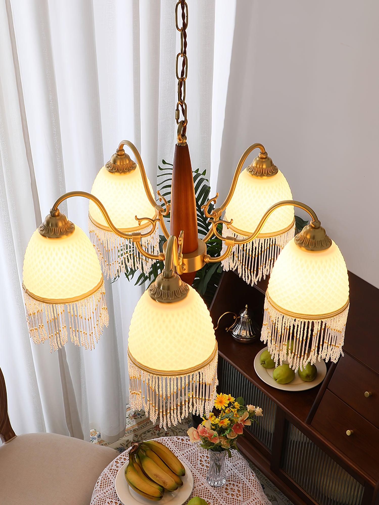 Mesh Tassel Glass Chandelier