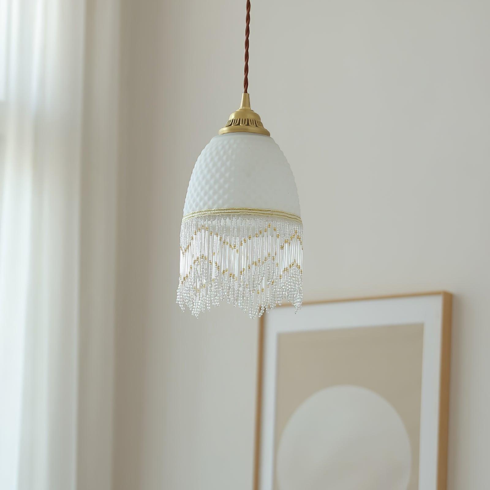 Mesh Tassel Glass Pendant Light