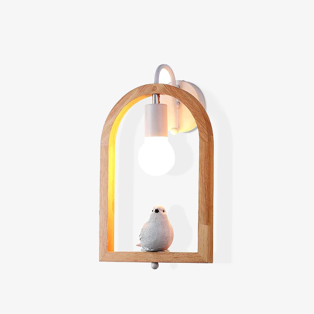 Wood Bird Resin Wall Light