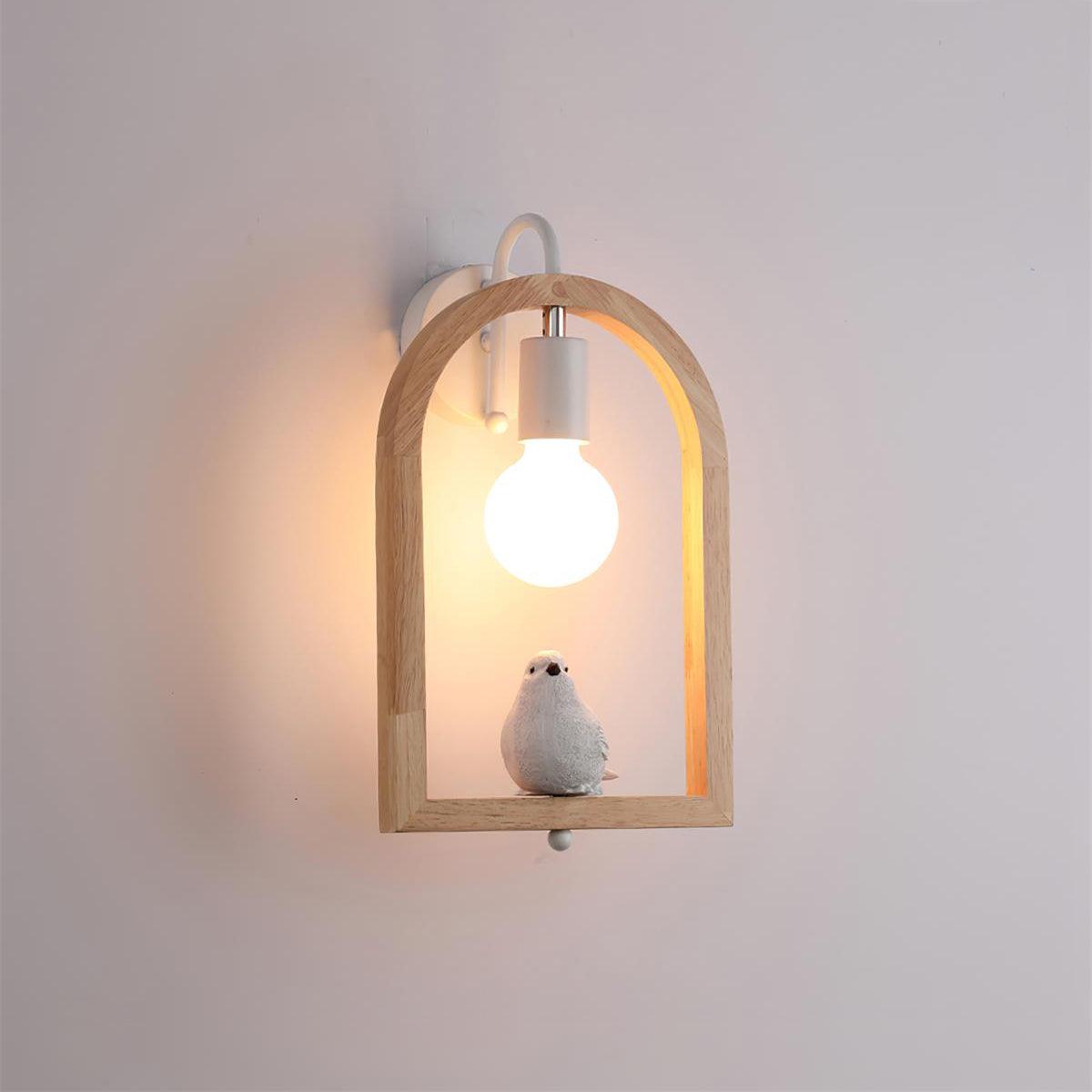 Wood Bird Resin Wall Light