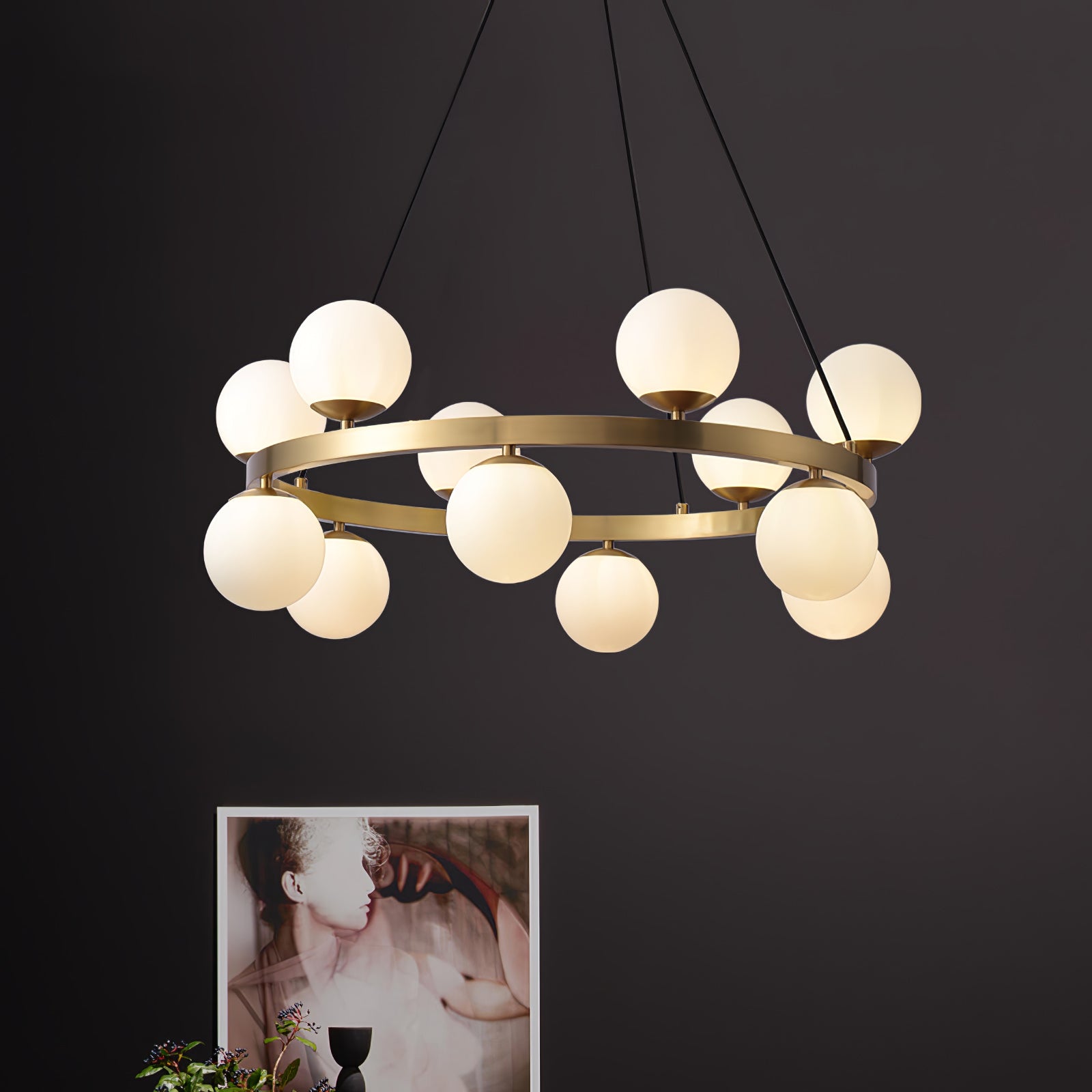 Bubbles Brass Ring Chandelier