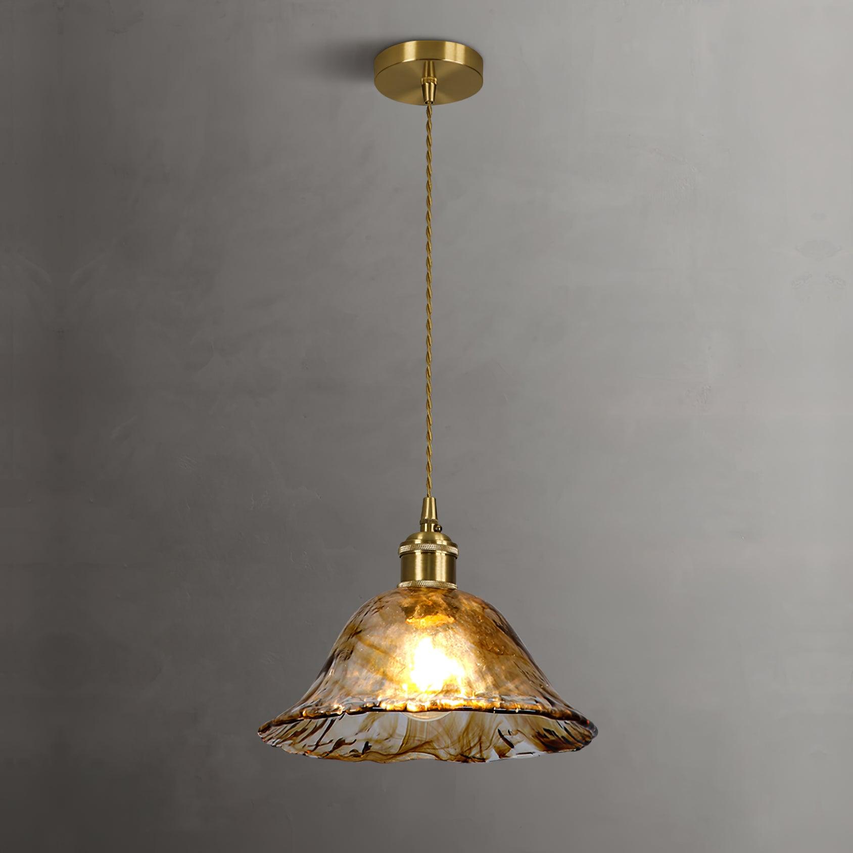 Vintage Brown Glass Pendant Light