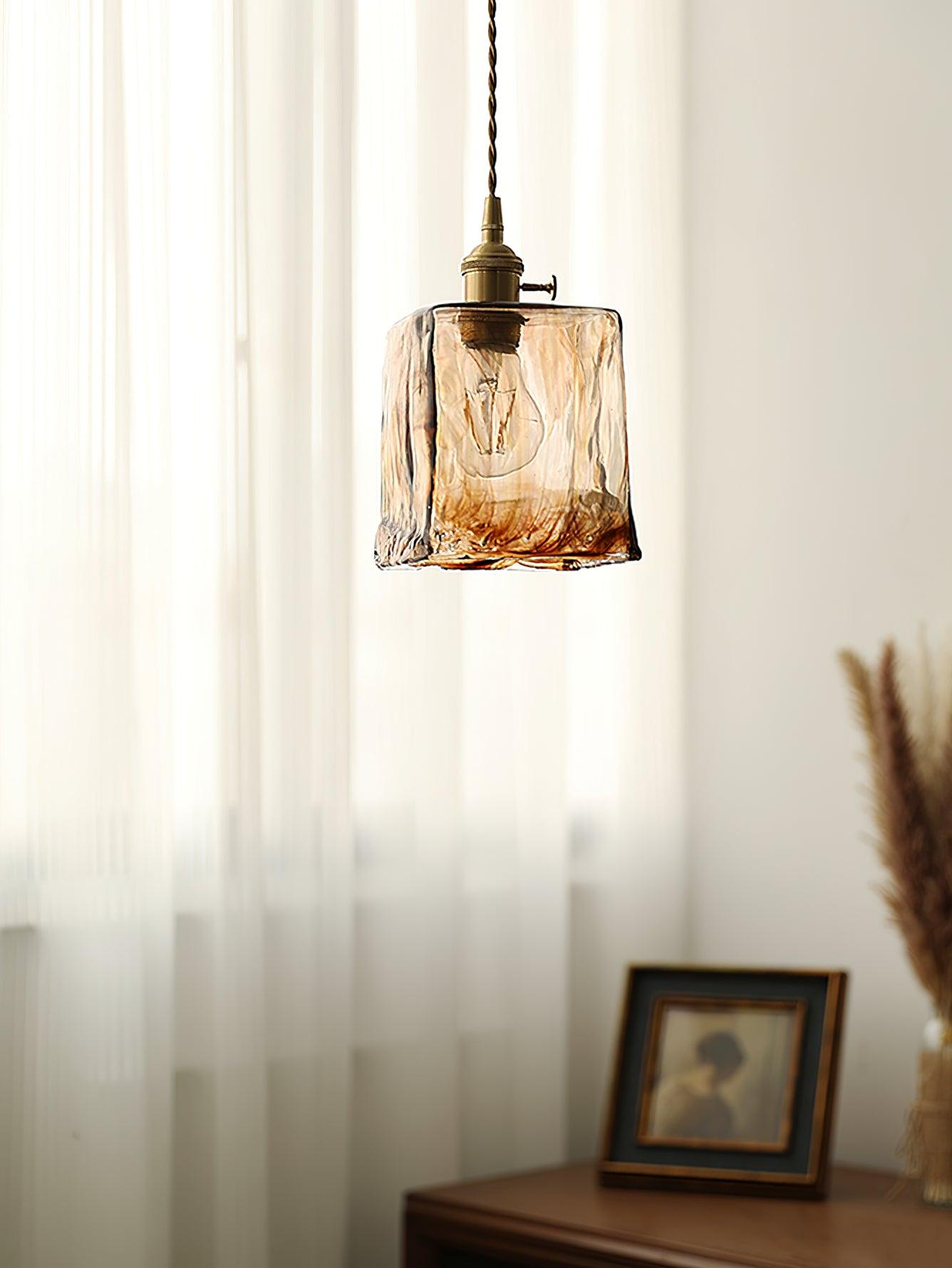 Vintage Brown Glass Pendant Light