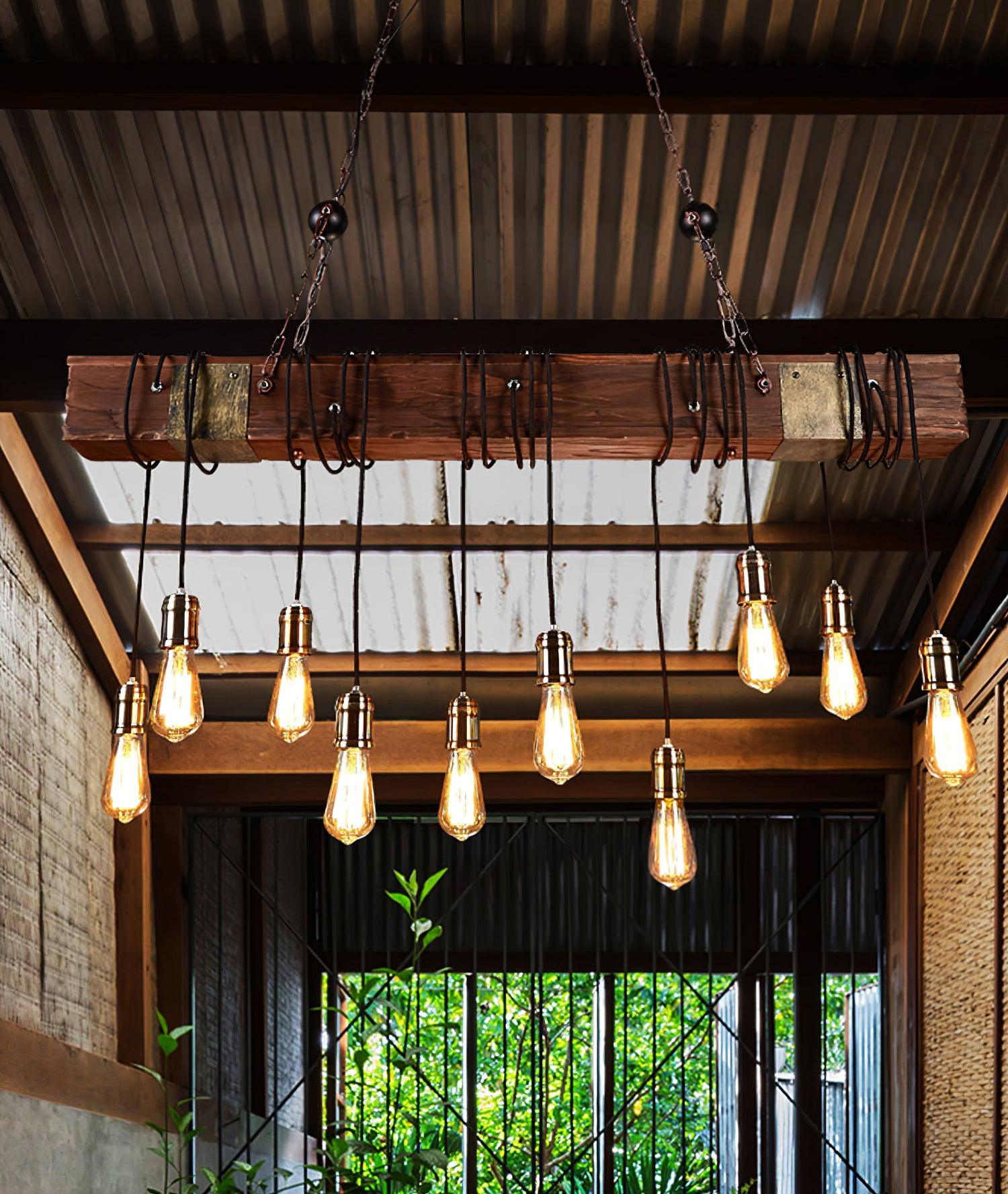 Wood Hanging Multi Chandelier