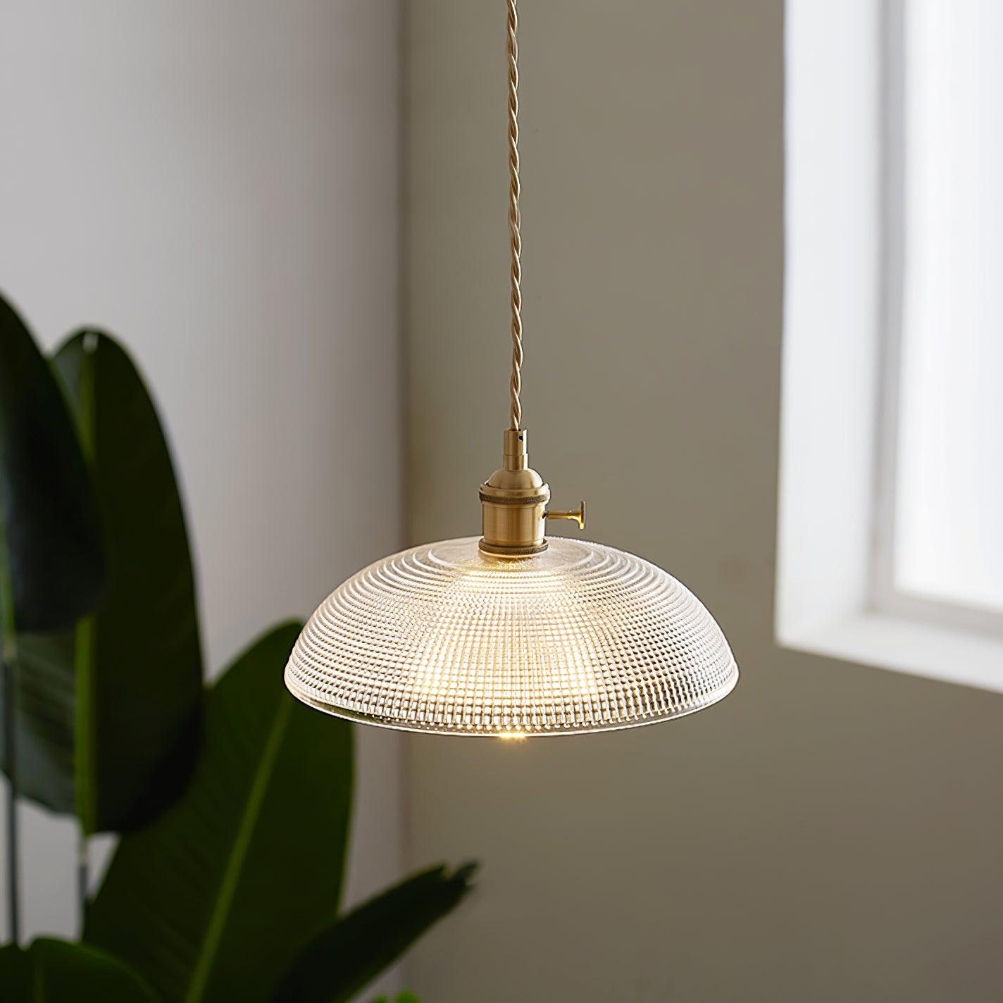 Ribbed Spiral Pendant Light