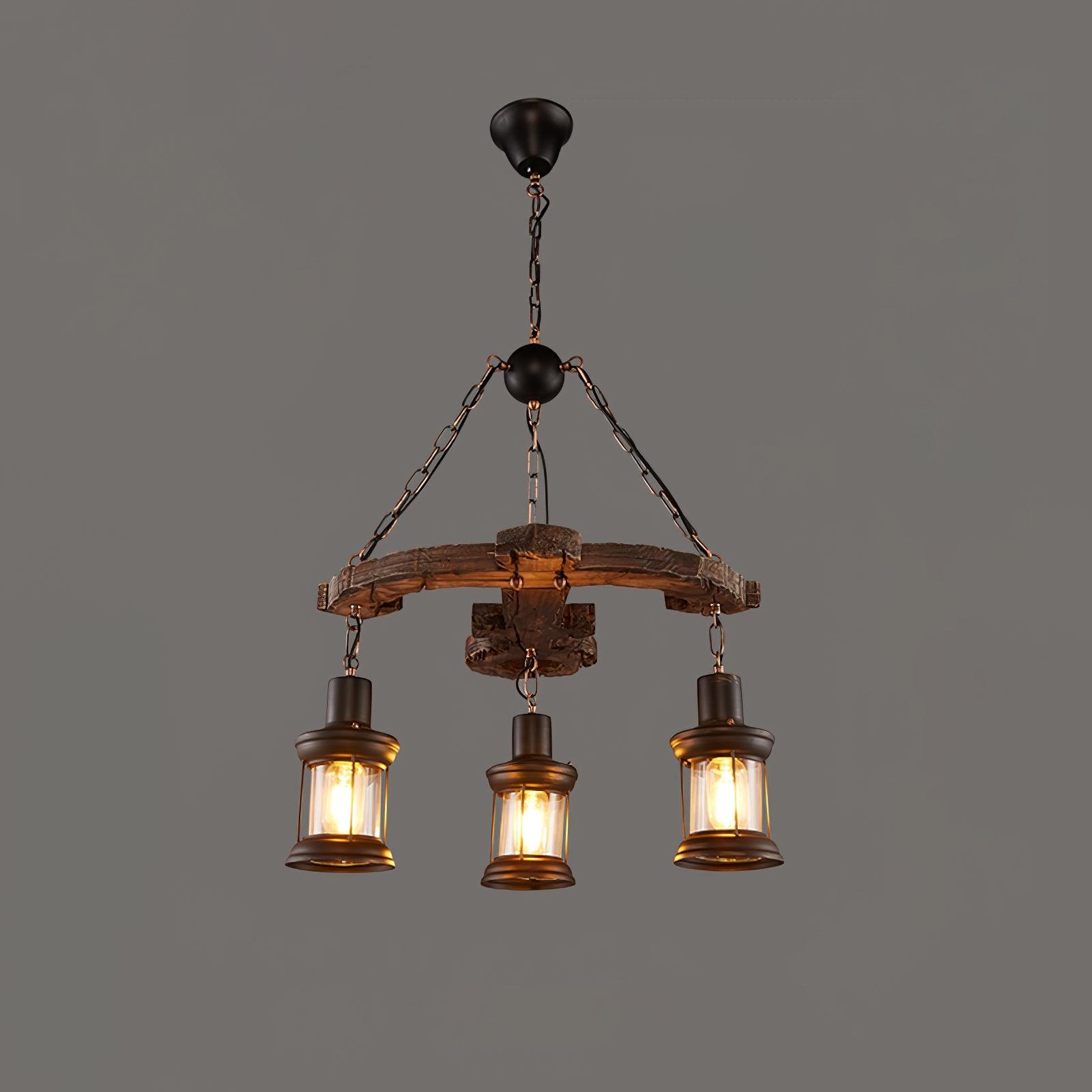 Nautical Industrial Style Wooden Chandelier