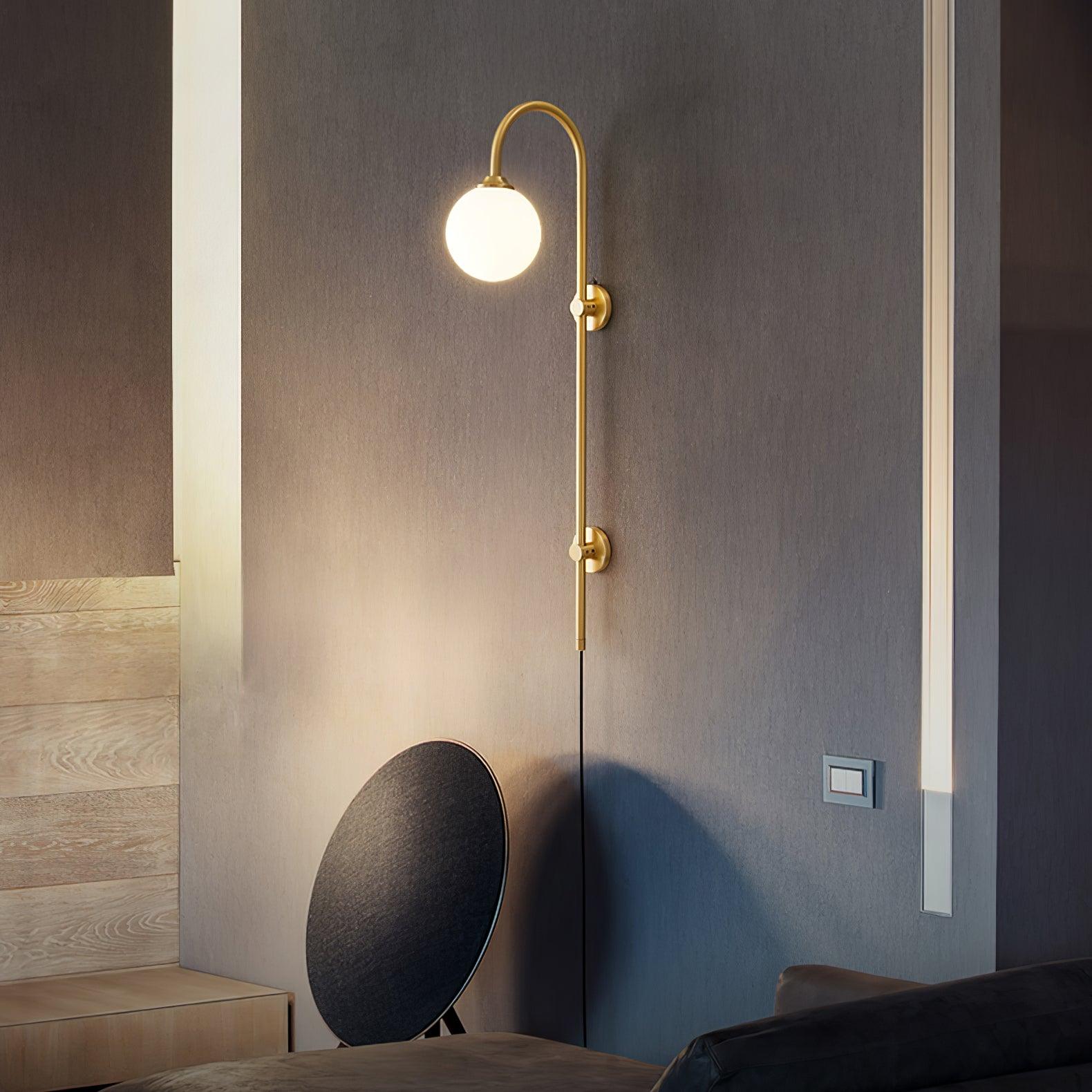 Globe Brass Plug-in Wall Sconce