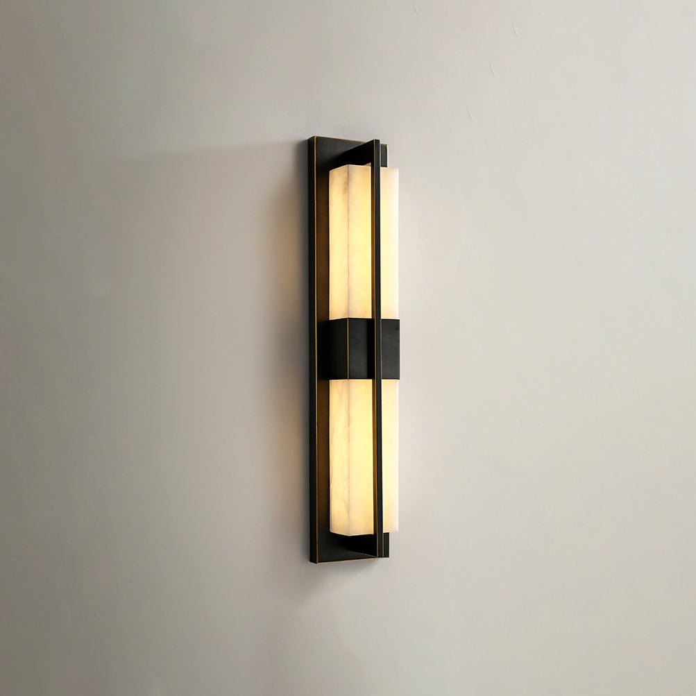 Rectangular Alabaster Brass Wall Sconce