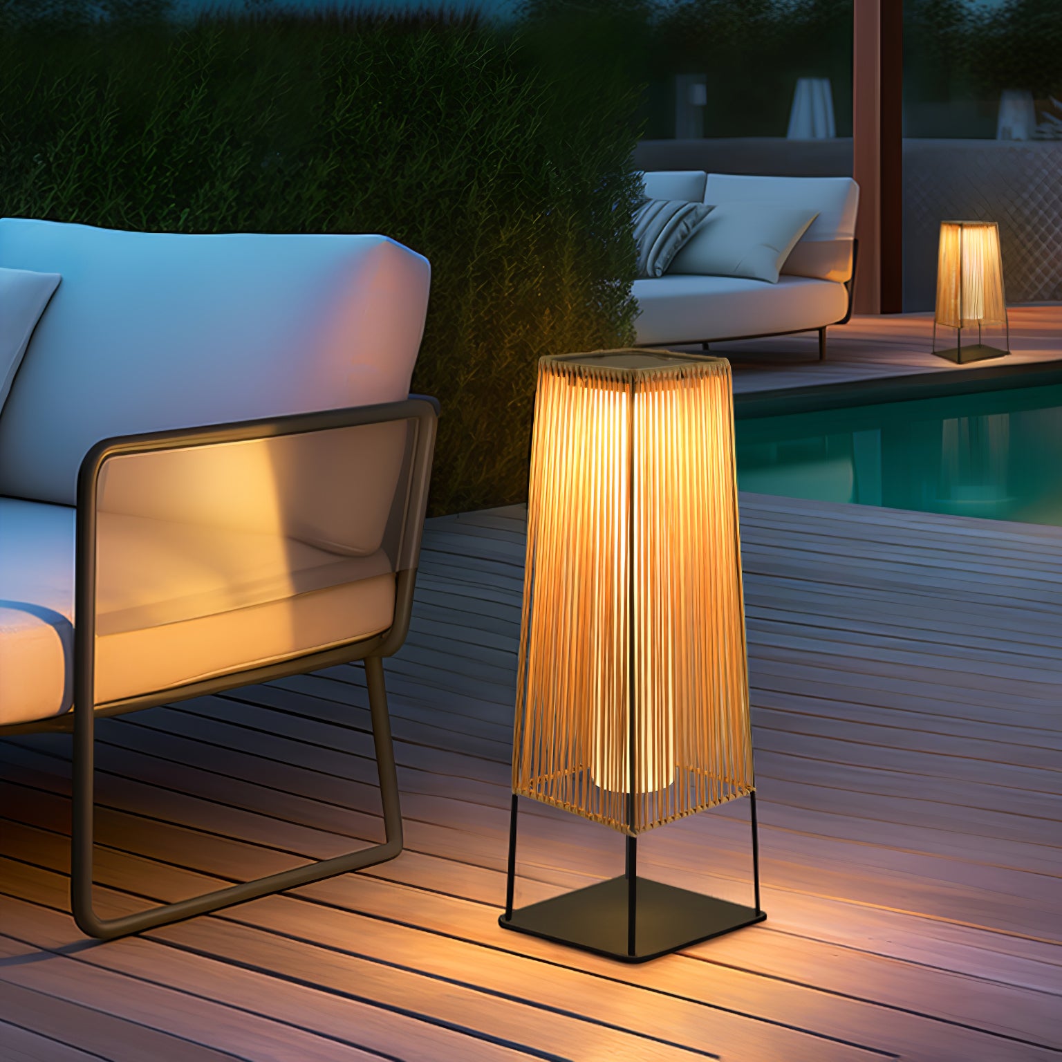 Plastic Rattan Outdoor Post Light