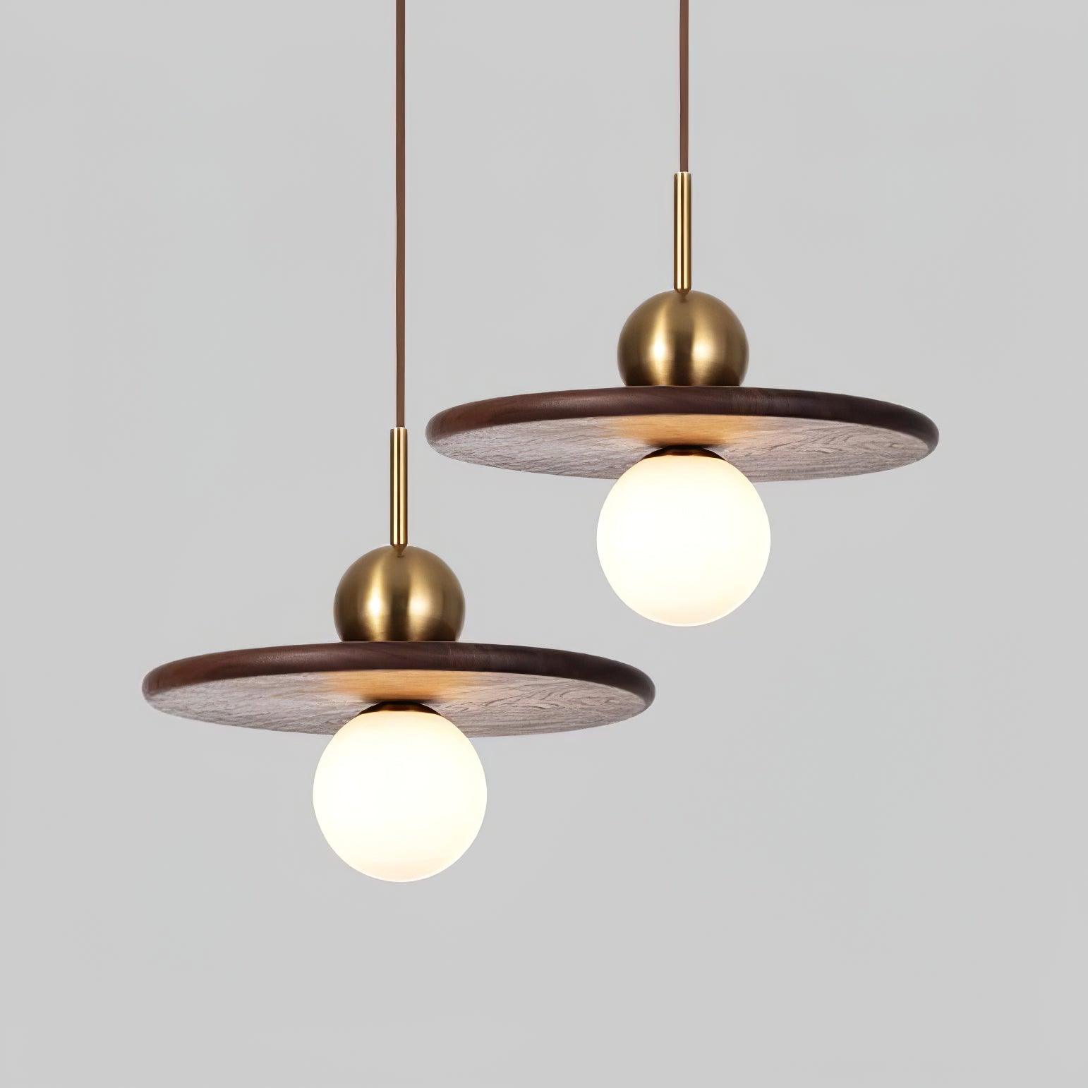 Flying Saucer Walnut Pendant Lamp