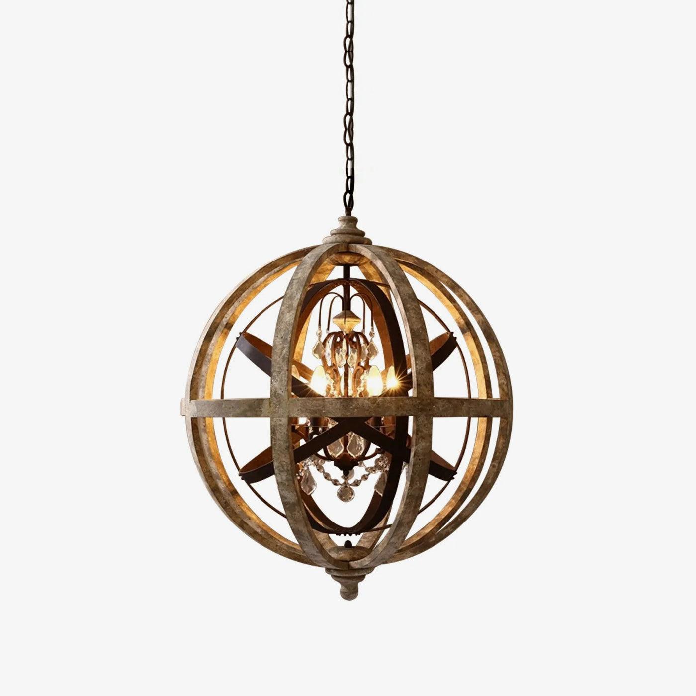 Retro Globe Weathered Chandelier