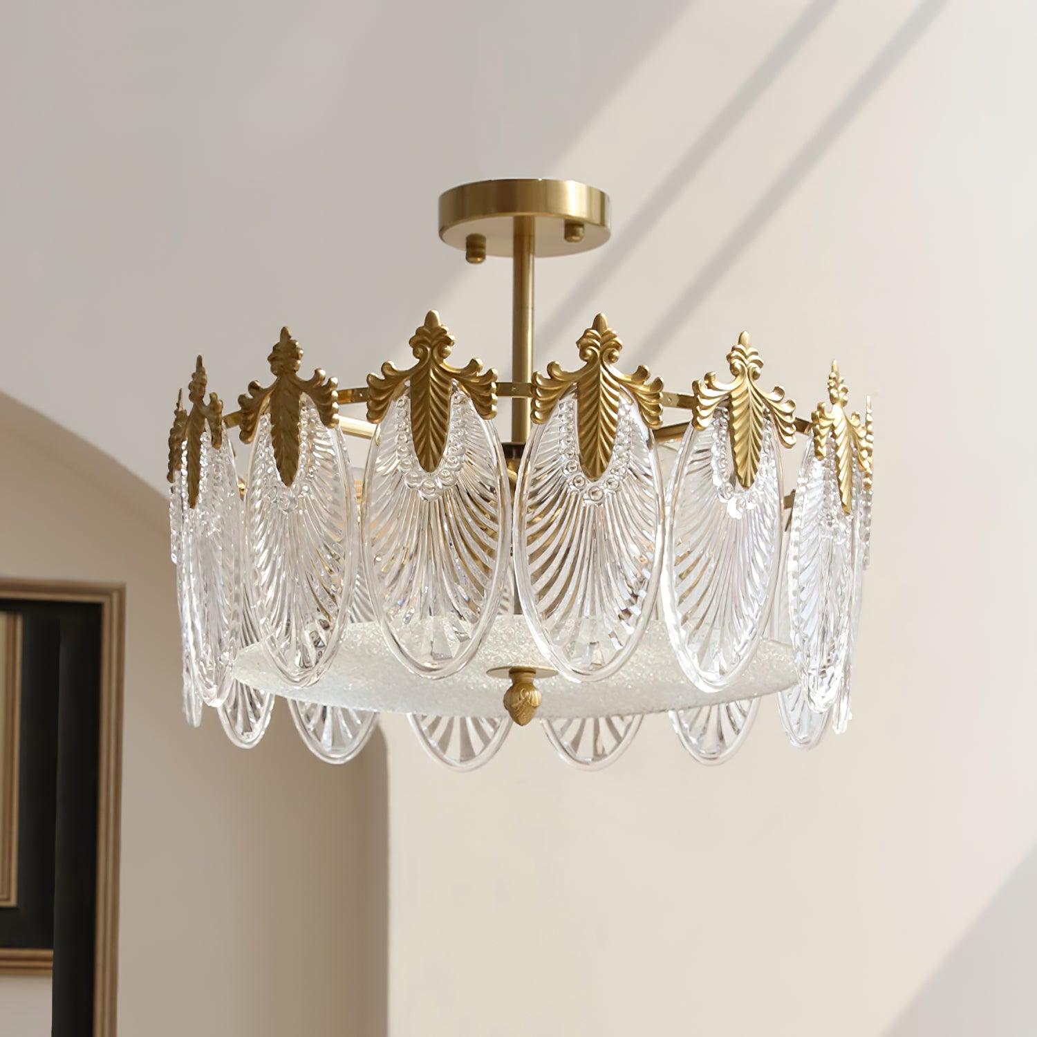 Decorative Pattern Glass Round Chandelier