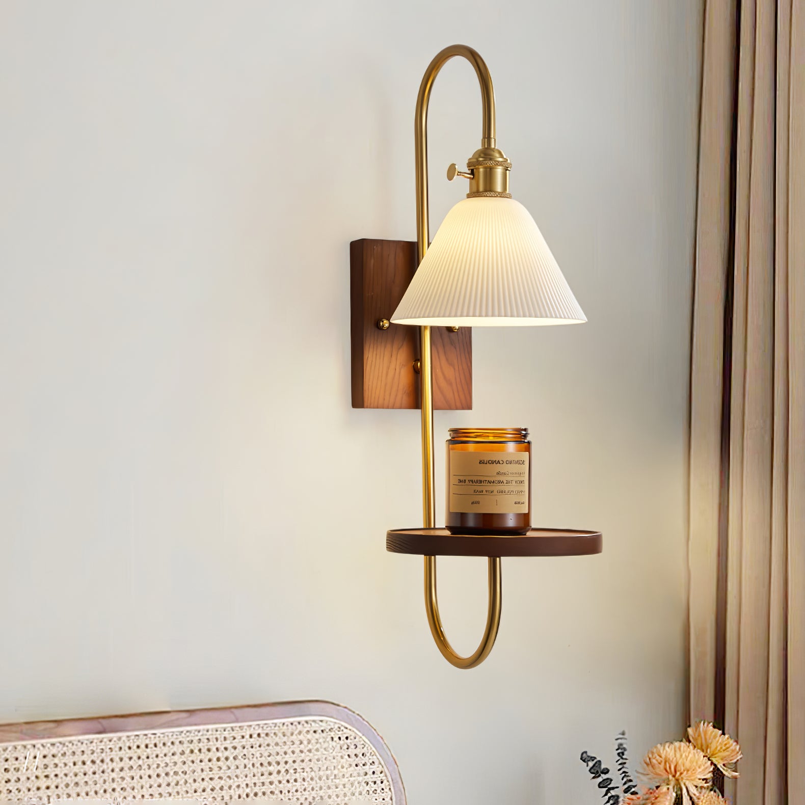 Walnut Shelf Sconce