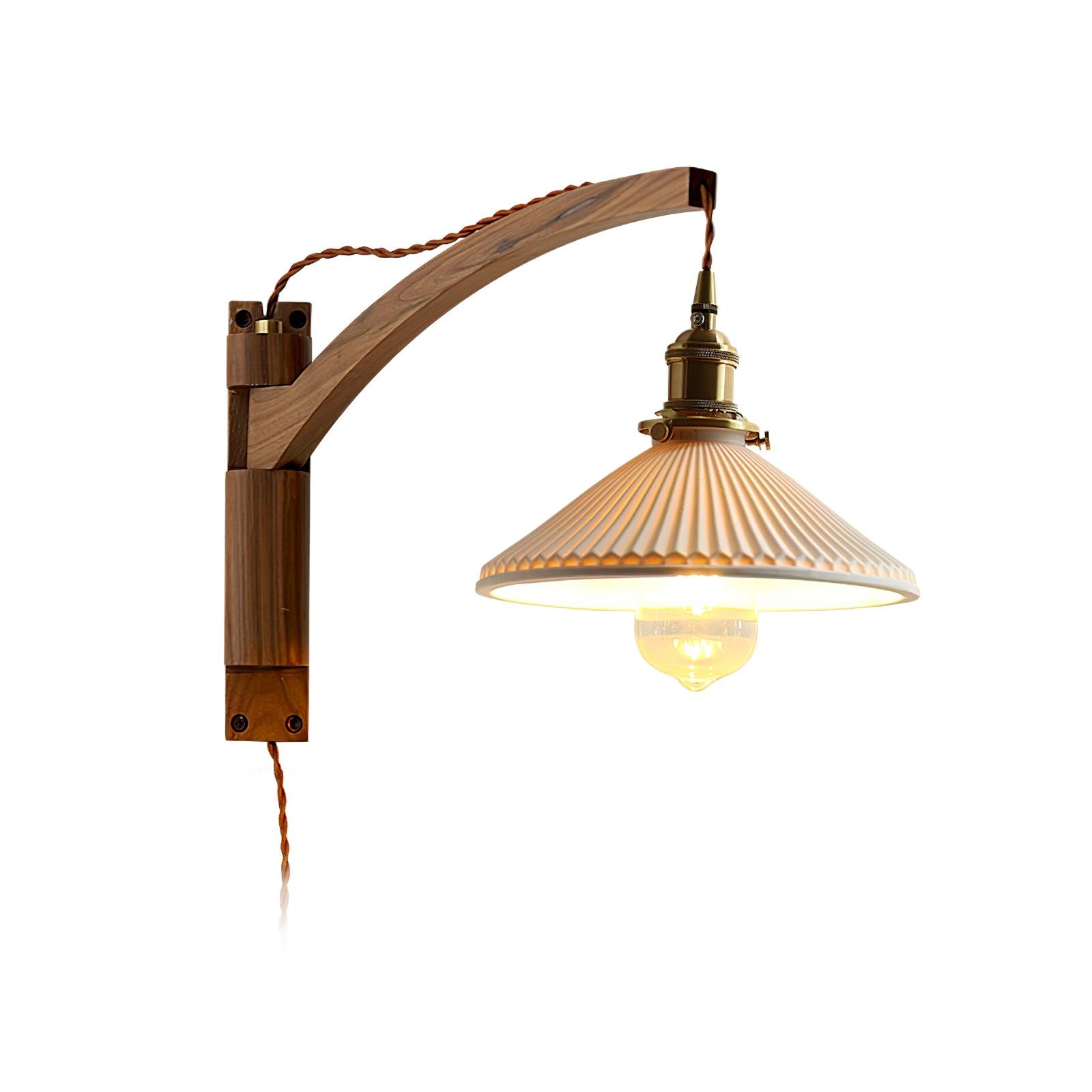 Walnut Swing Arm Wall Lamp