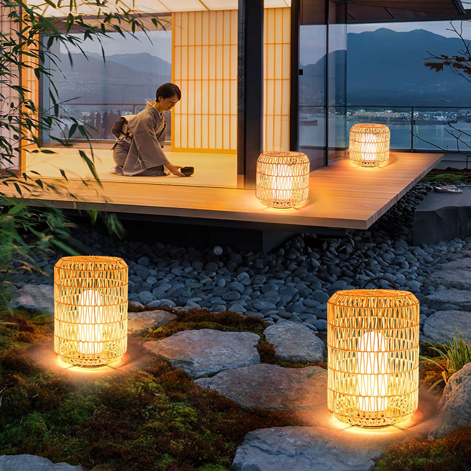 Woven Rattan Outdoor Lamp