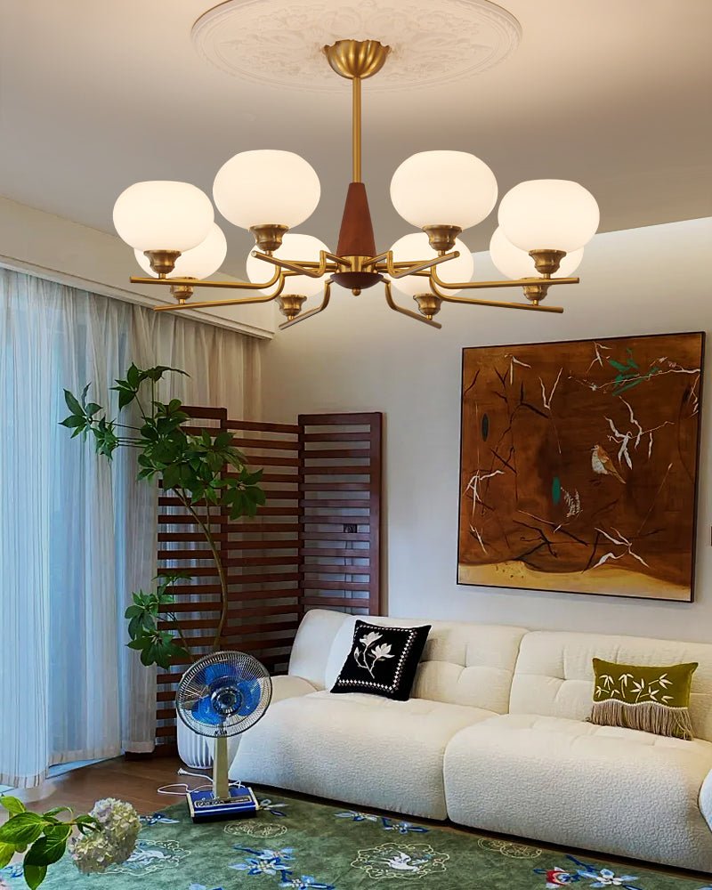 Celeste Sphere Walnut Chandelier