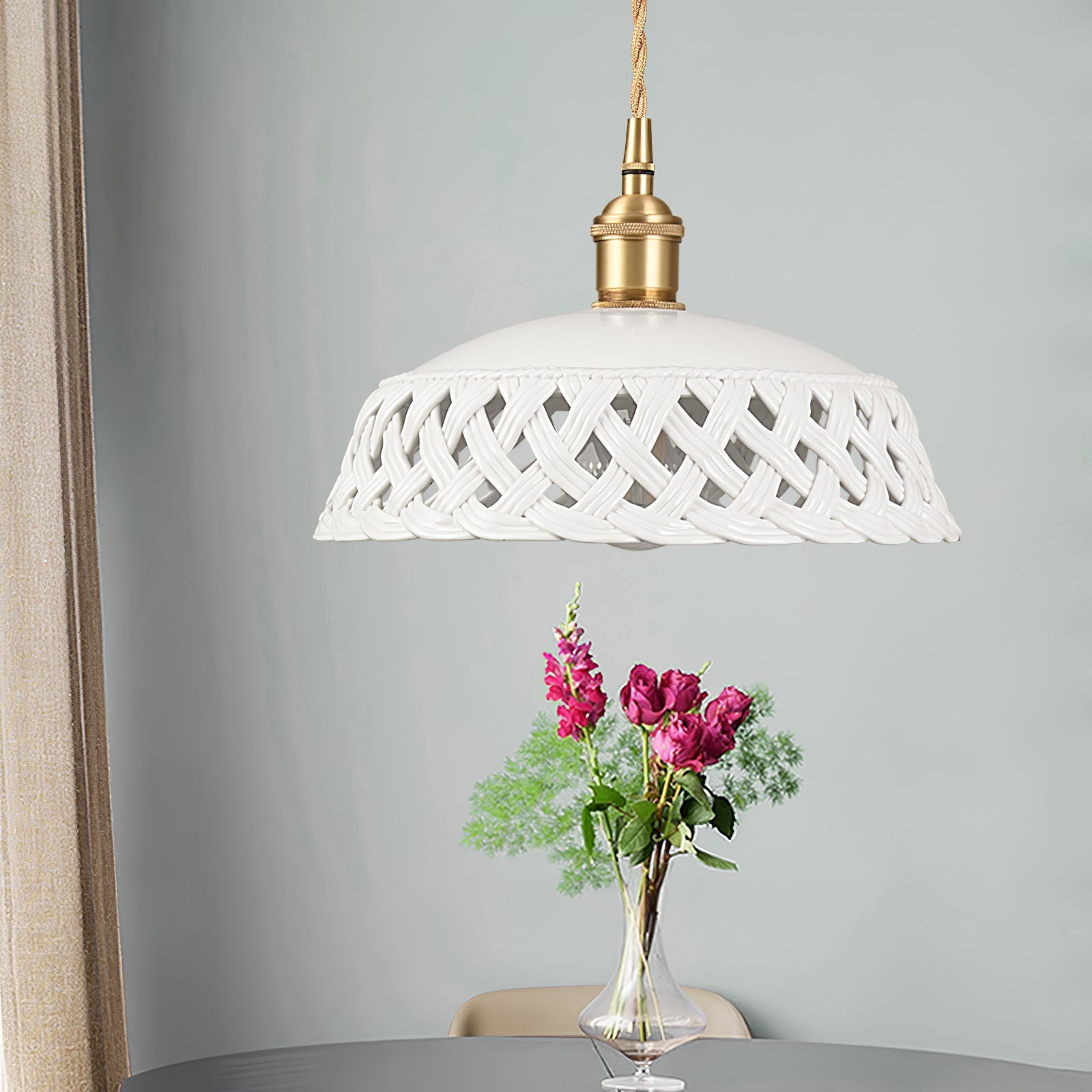 Openwork Ceramic Pendant Swag Light