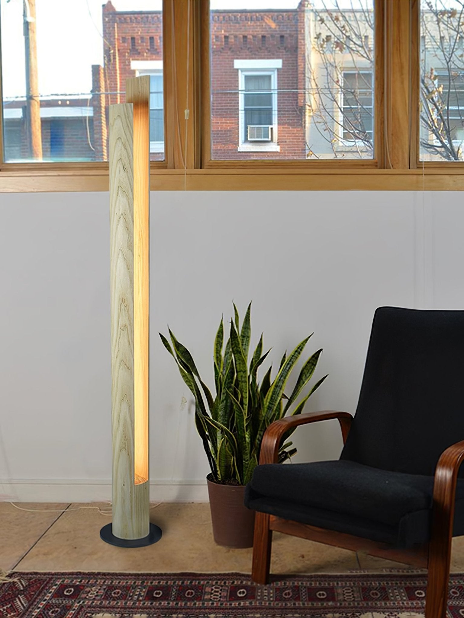 Cylindrical Timber Column Floor Lamp