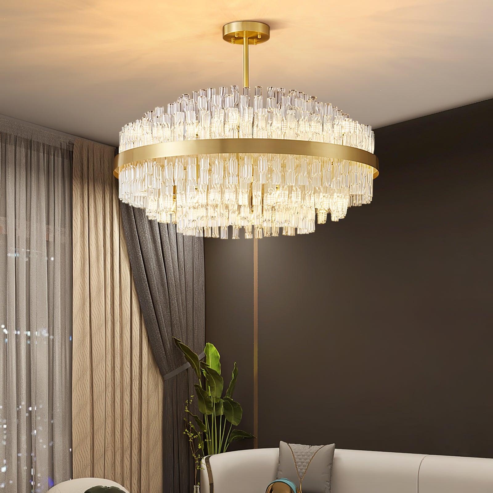 Gold & Clear Rod Chandelier