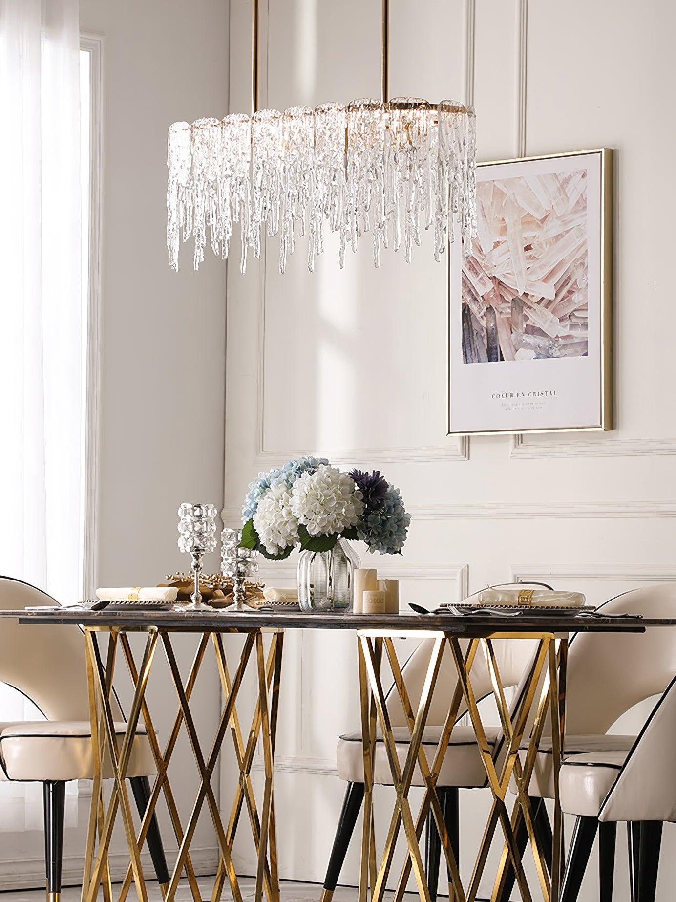 Rectangular Icicle Glass Chandelier