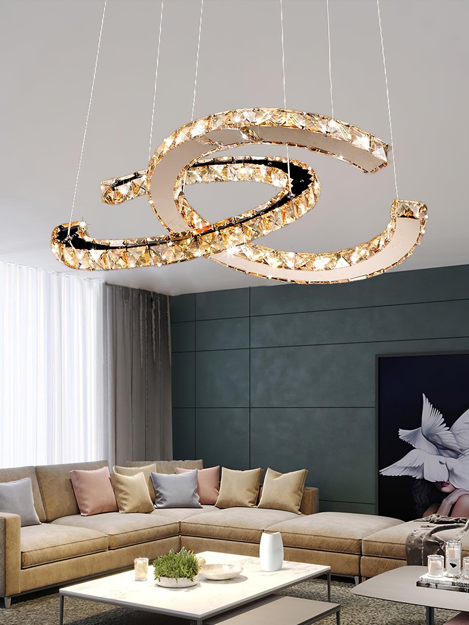 Modern Crystal Double C Chandelier