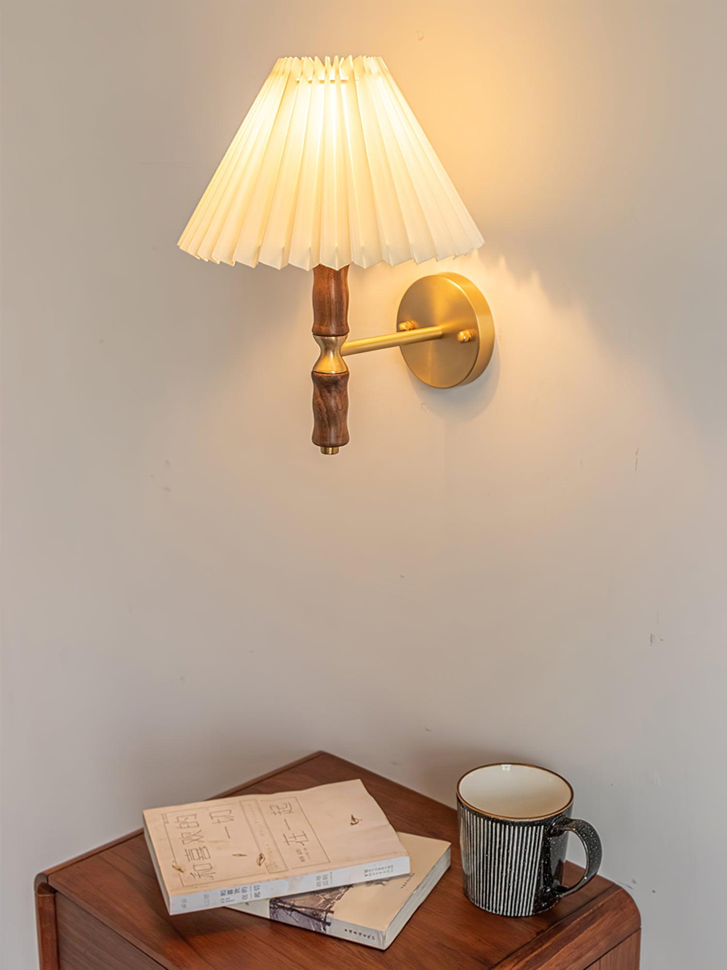 Pleated Walnut Wall Light