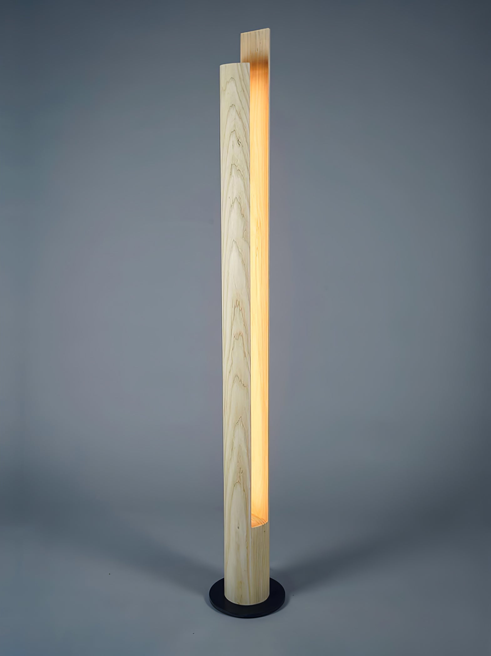 Cylindrical Timber Column Floor Lamp