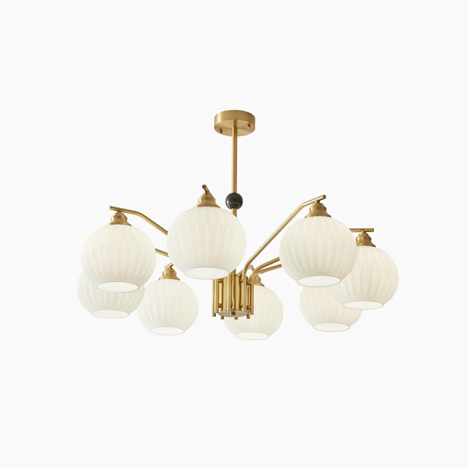 Ribbed Glass Gold Chandelier