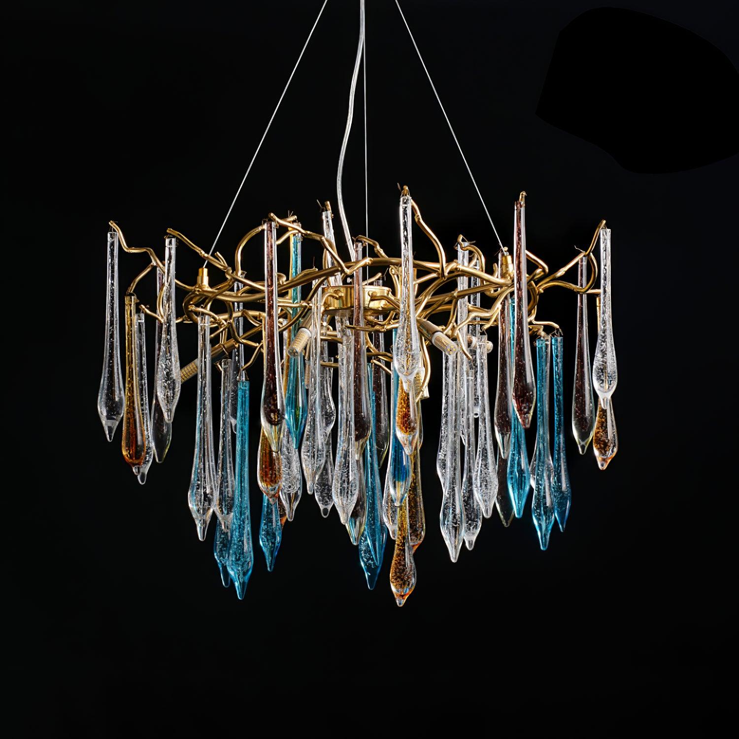 Gold Round Teardrop Chandelier