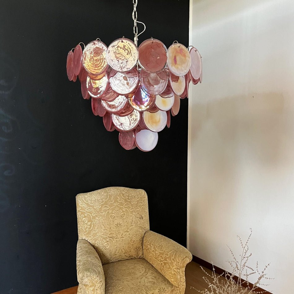 Pink Murano Disc Chandelier