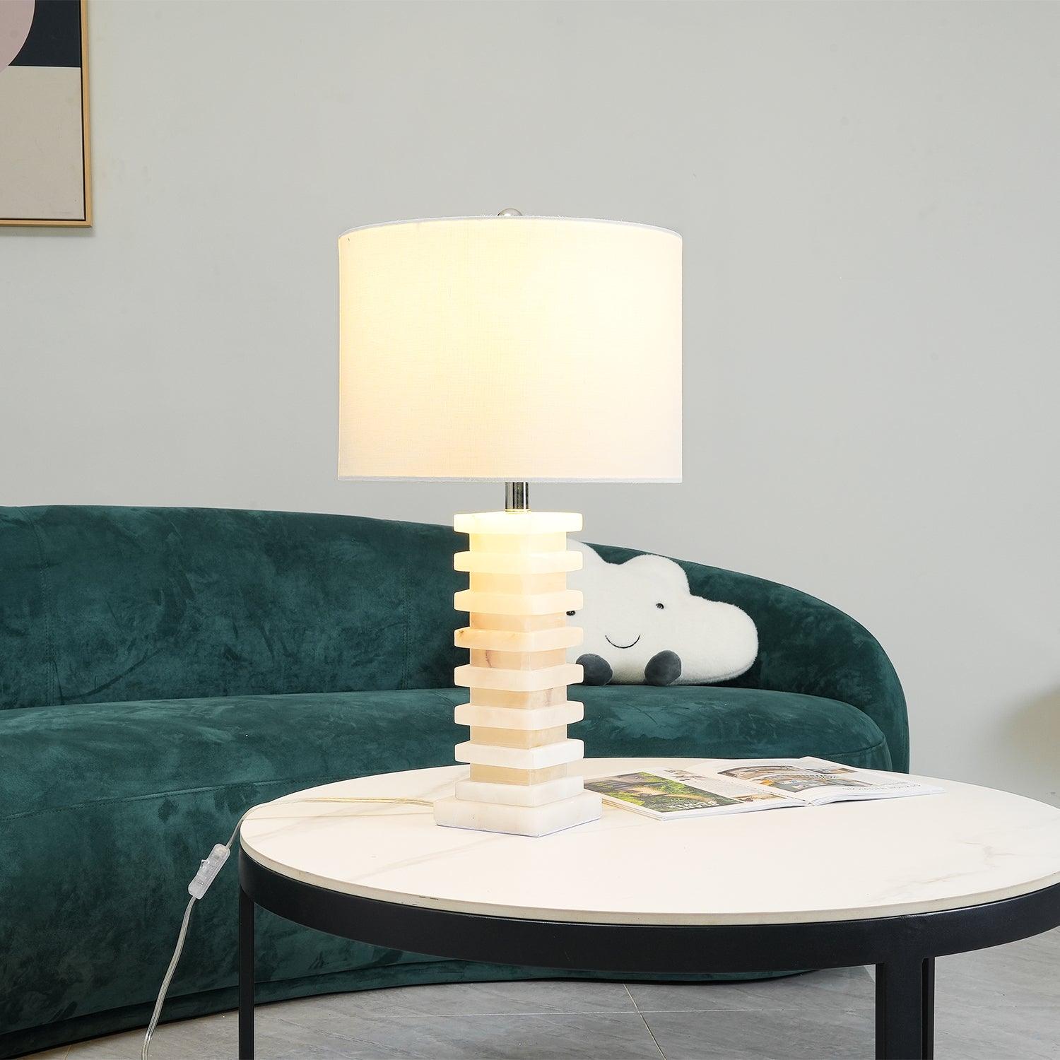 Stacked Alabaster Table Lamp