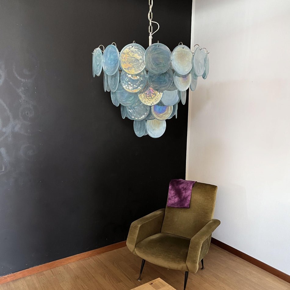 Blue Murano Disc Chandelier