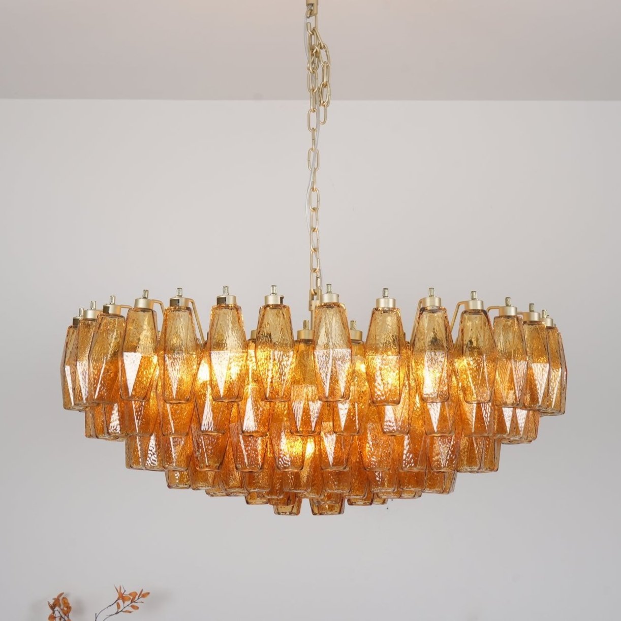 Murano Rhombus Amber Glass Chandelier